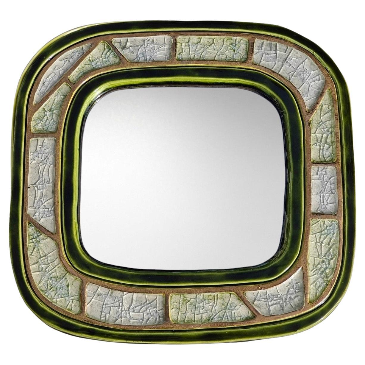 "Bornéo" or " Constructivist" ceramic mirror , by Mithé Espelt, circa 1957. For Sale