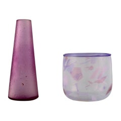 Bornholm, Denmark, Two Vases in Mouth-Blown Art Glass, Late 20th Century