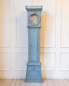 Bornholm Longcase Clock, Painted Wood, Early 19th Century