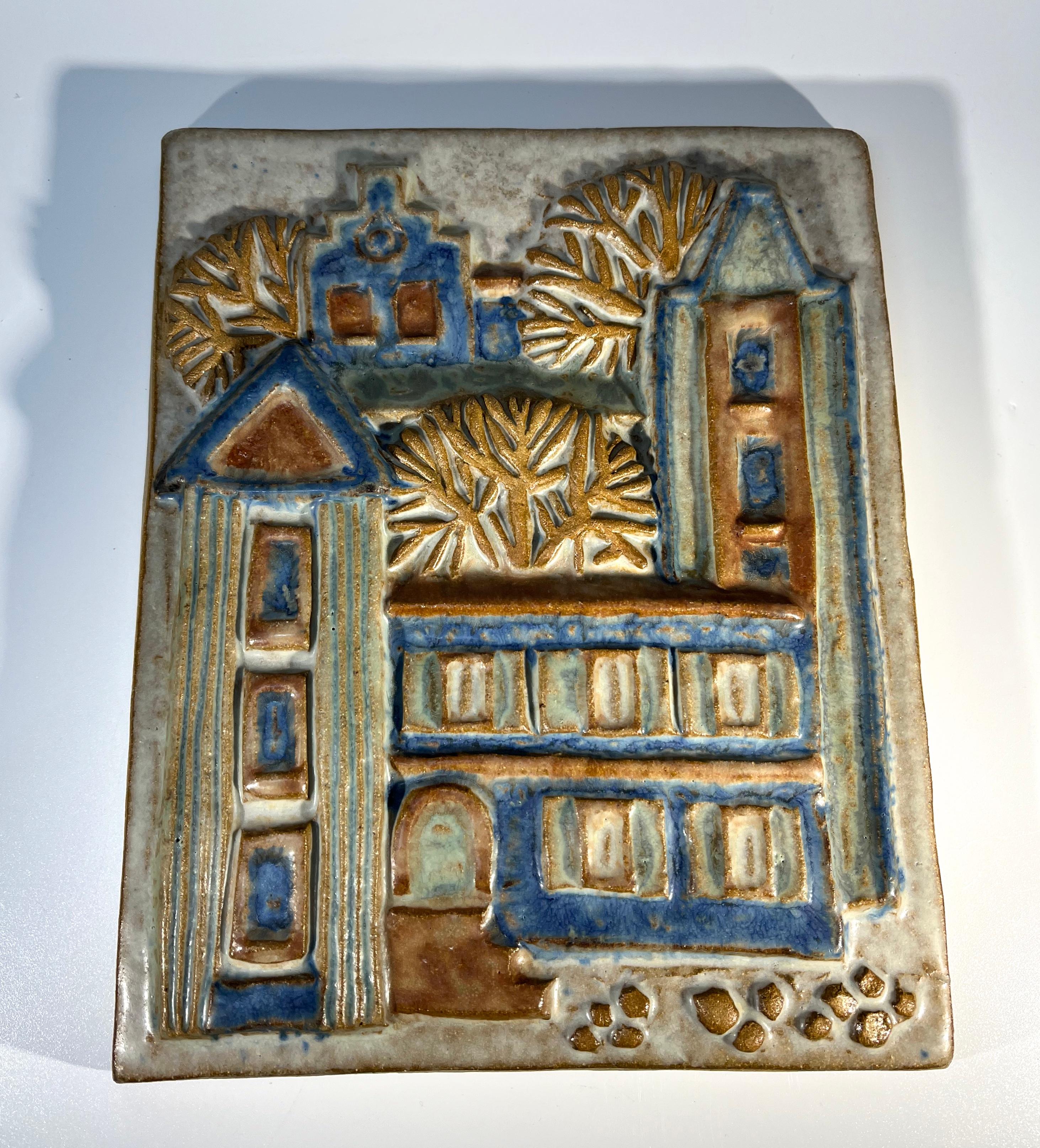 Mid-Century Modern Bornholm Town By Marianne Starck For Michael Andersen. Danish Wall Plaque For Sale