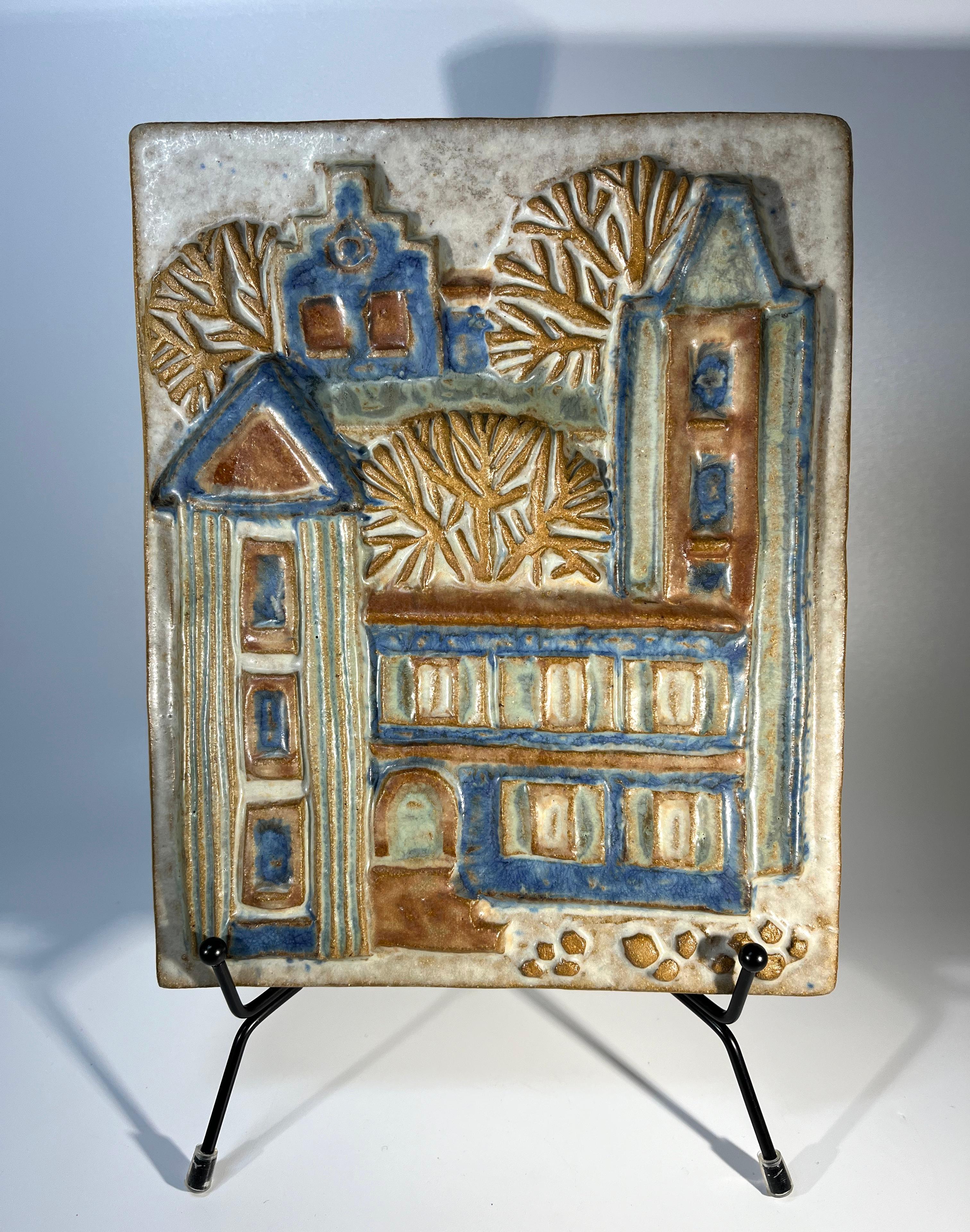 20th Century Bornholm Town By Marianne Starck For Michael Andersen. Danish Wall Plaque For Sale