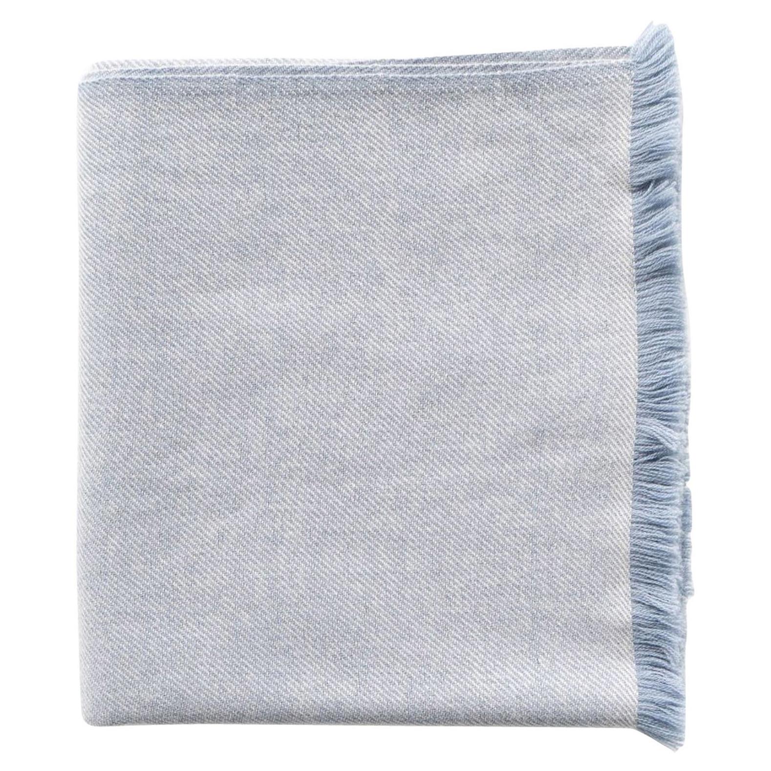 Boro Blue Shade Queen Size Bedspread / Coverlet Handwoven in Soft Merino For Sale at 1stDibs