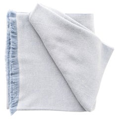 Boro Handloom Light Throw in Soft Merino Twill Weave Serene Calming Blue