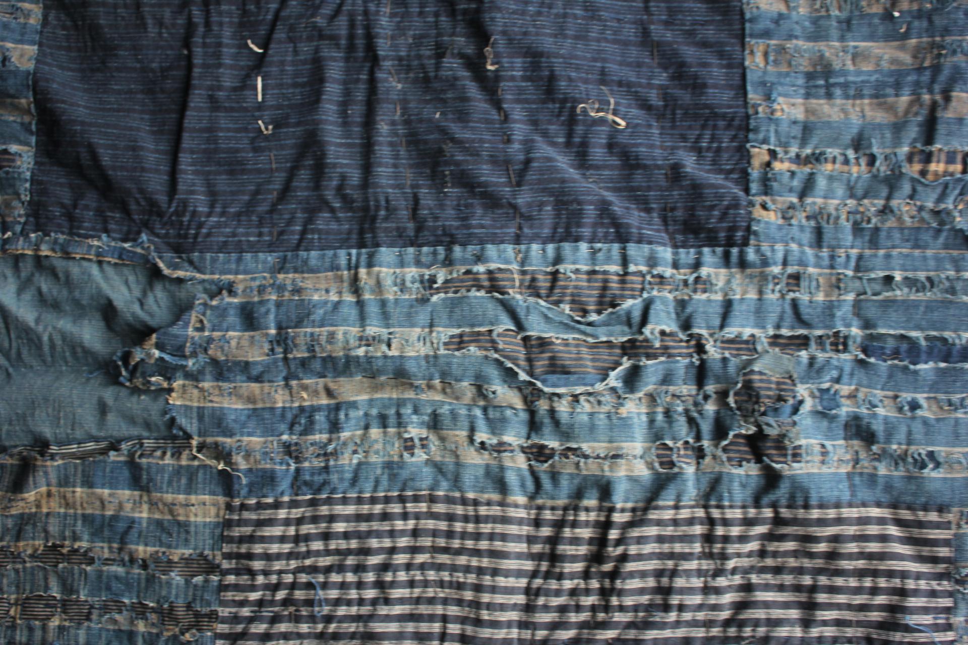 Boro1 Japanese Antiques Primitive Art BORO Indigo-dyed Old Cloth patchwork en vente 5