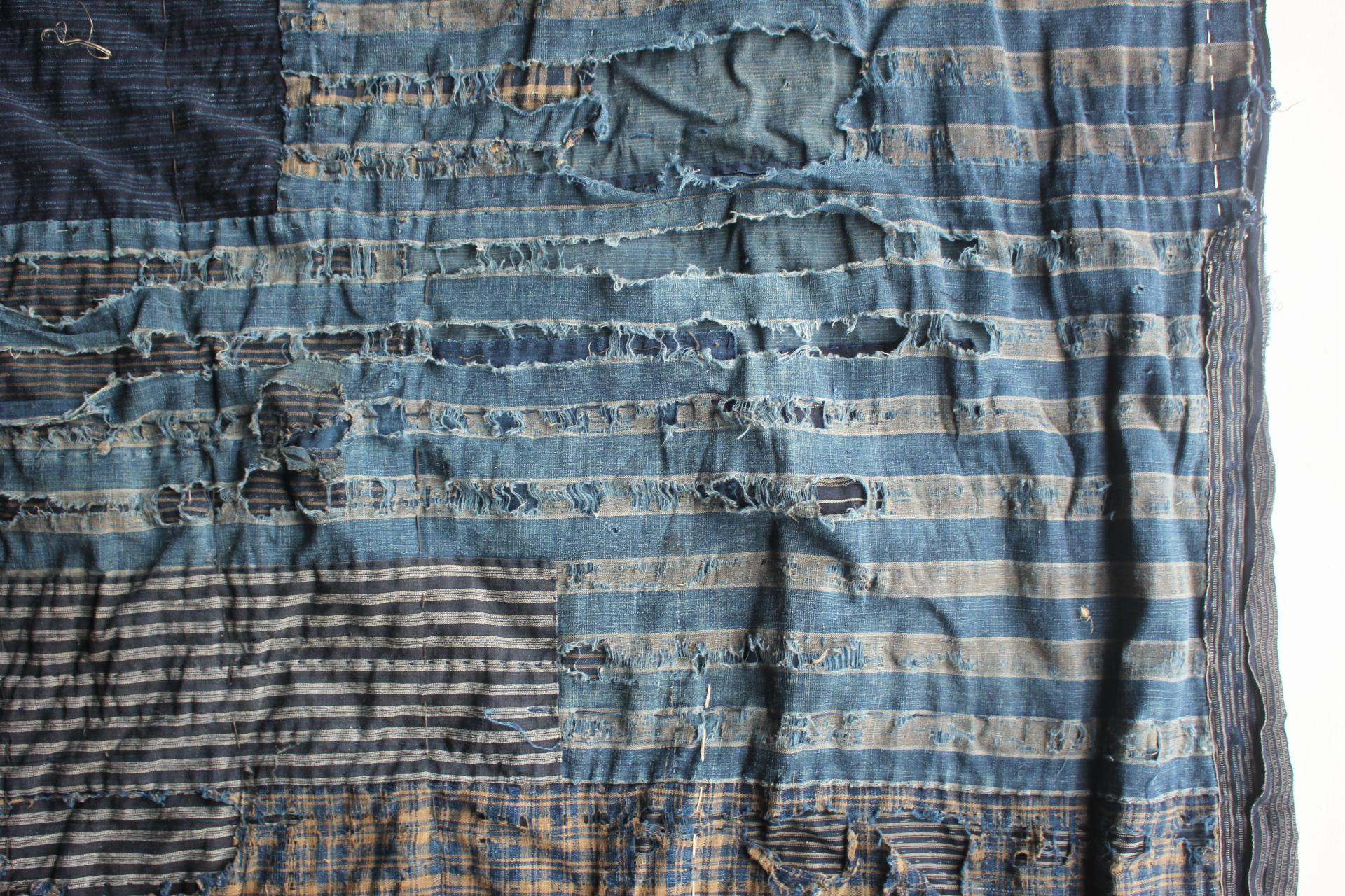 Boro1 Japanese Antiques Primitive Art BORO Indigo-dyed Old Cloth patchwork en vente 6
