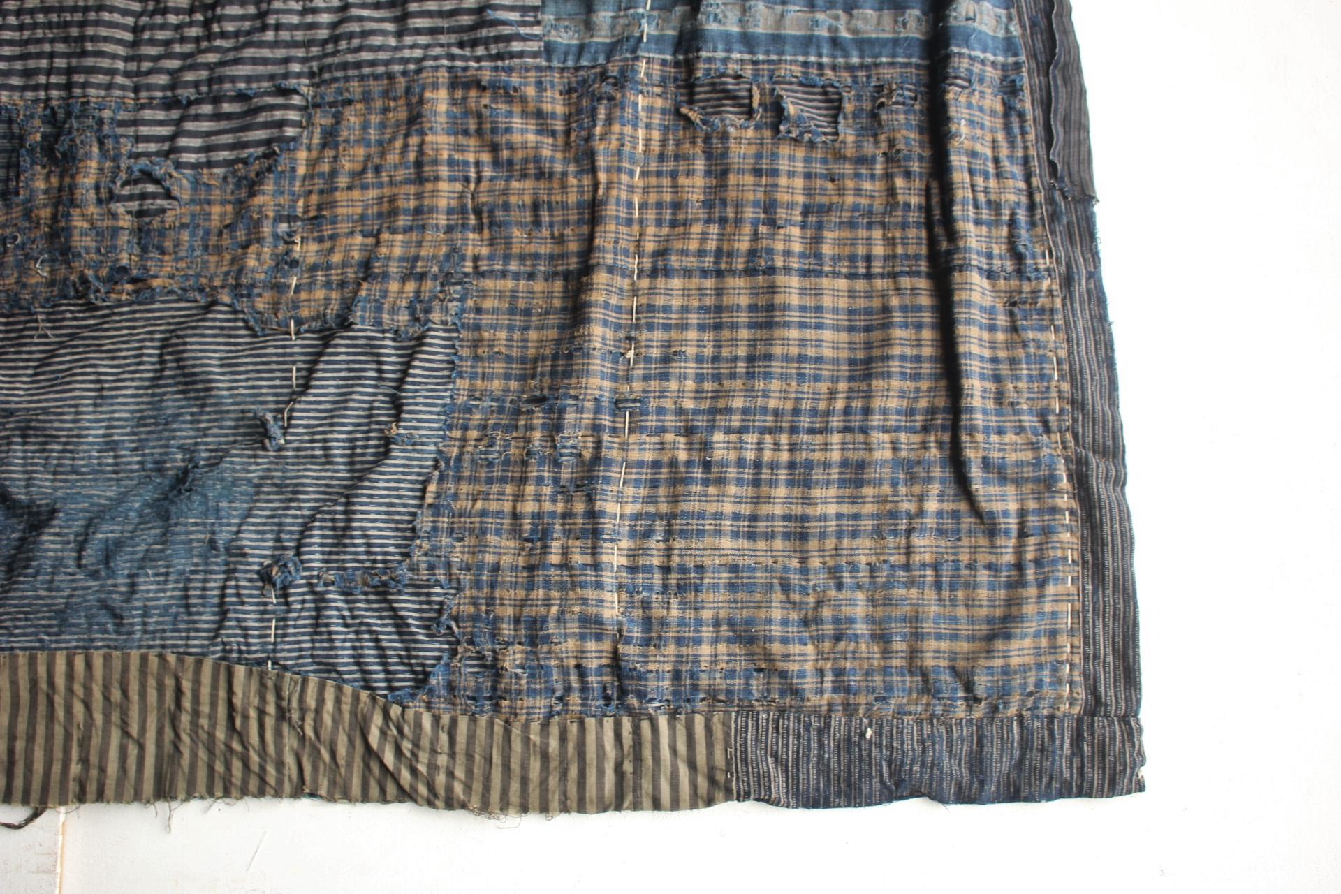 Boro1 Japanese Antiques Primitive Art BORO Indigo-dyed Old Cloth patchwork en vente 7