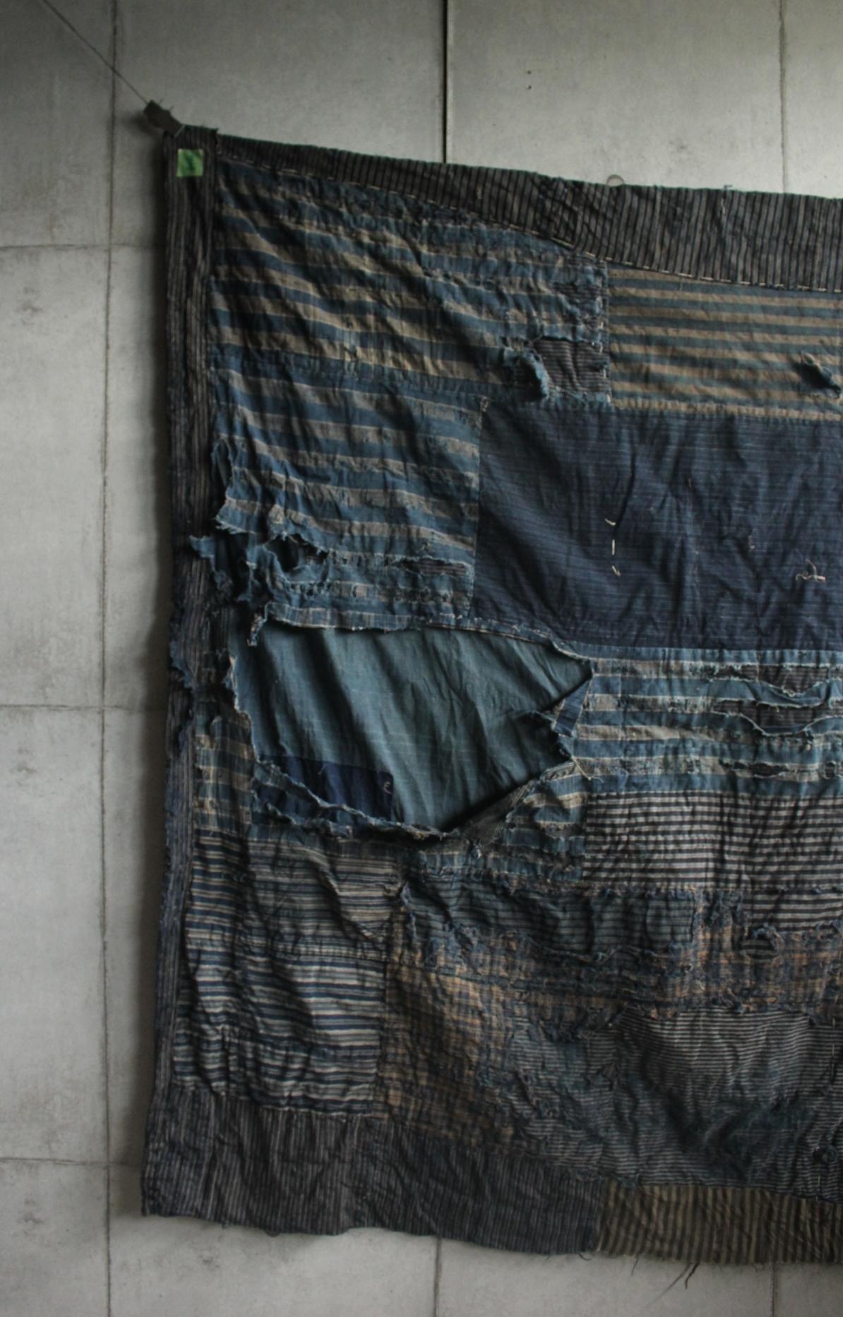 Japonais Boro1 Japanese Antiques Primitive Art BORO Indigo-dyed Old Cloth patchwork en vente