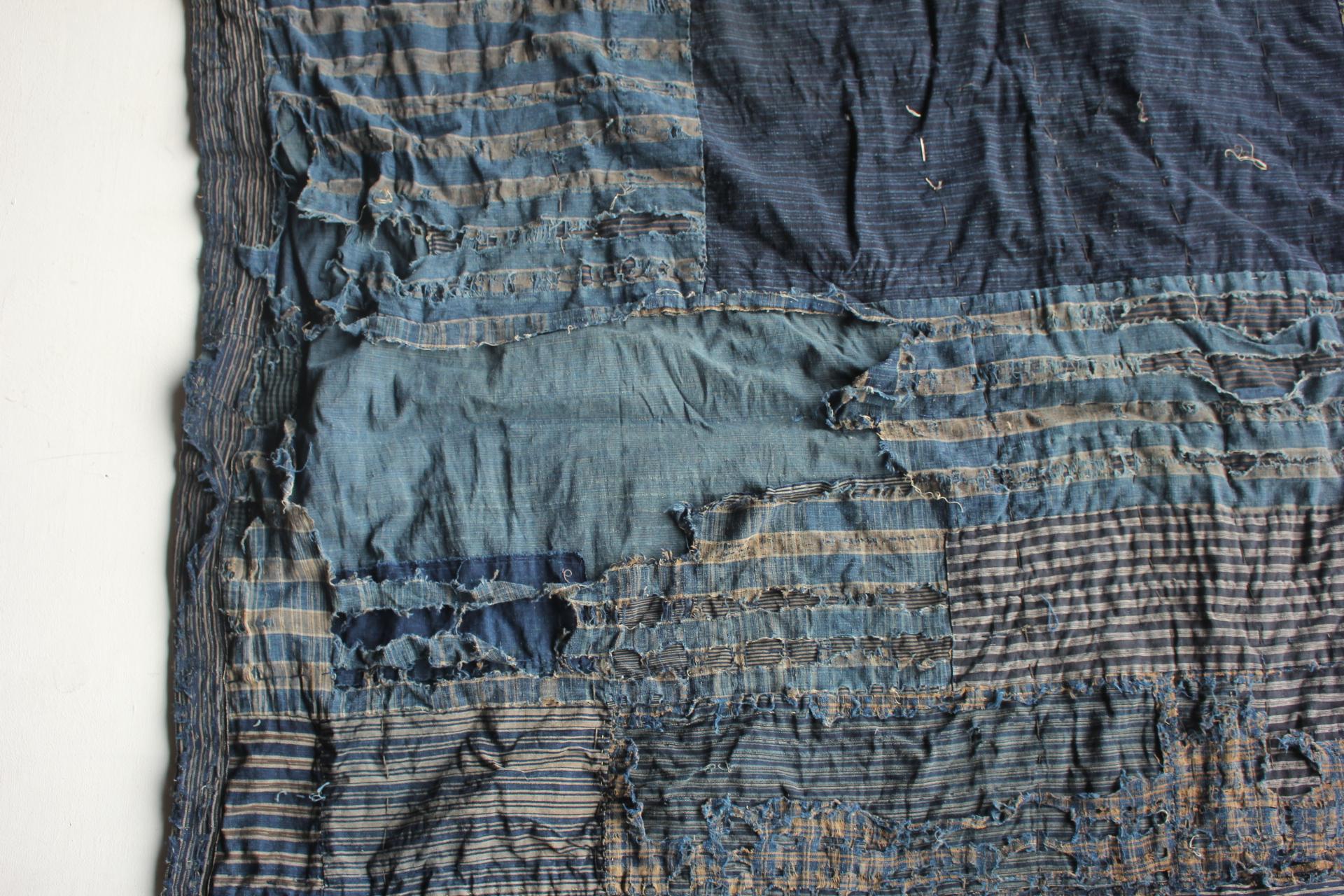 XIXe siècle Boro1 Japanese Antiques Primitive Art BORO Indigo-dyed Old Cloth patchwork en vente