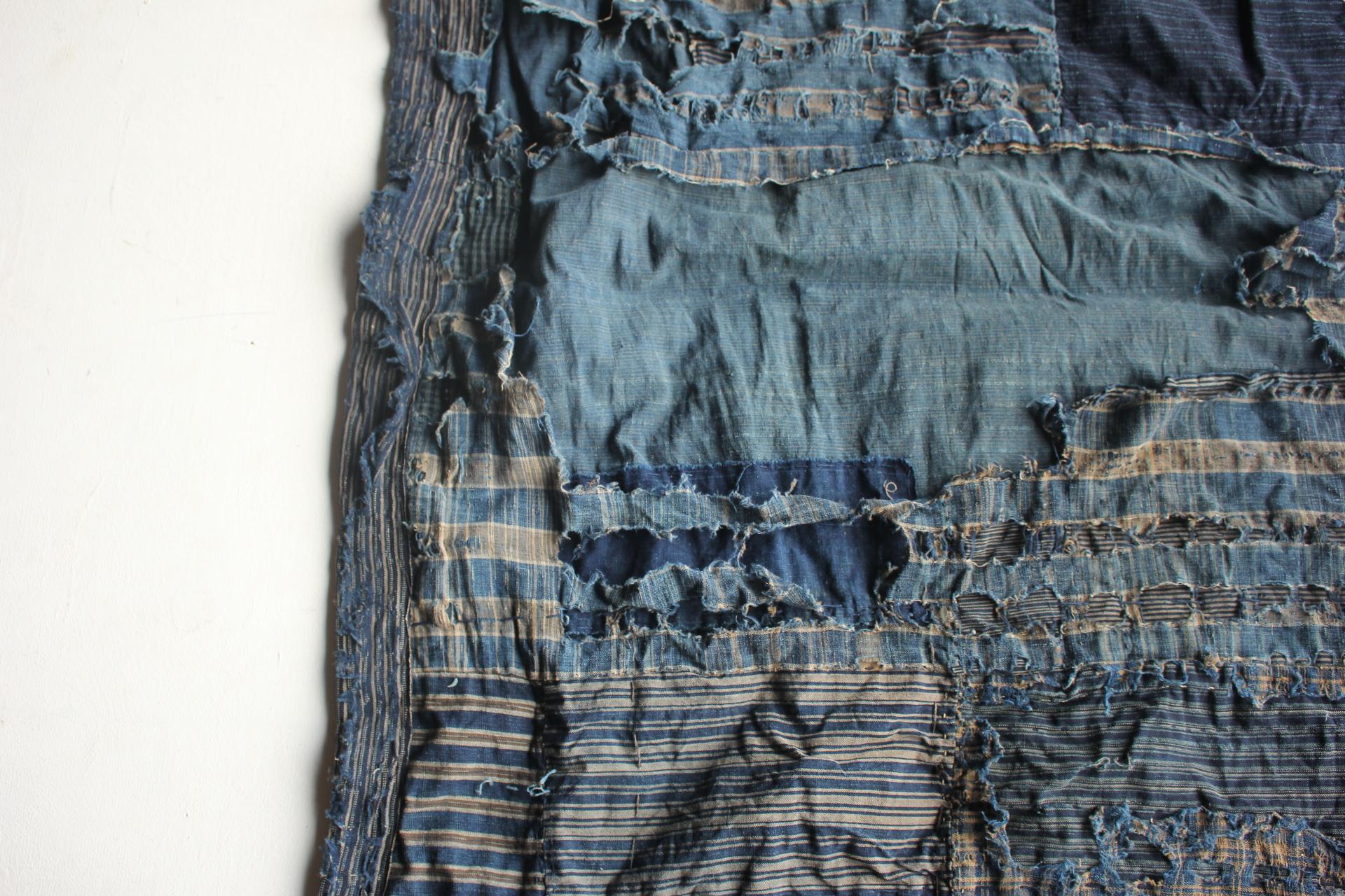 Boro1 Japanese Antiques Primitive Art BORO Indigo-dyed Old Cloth patchwork en vente 1
