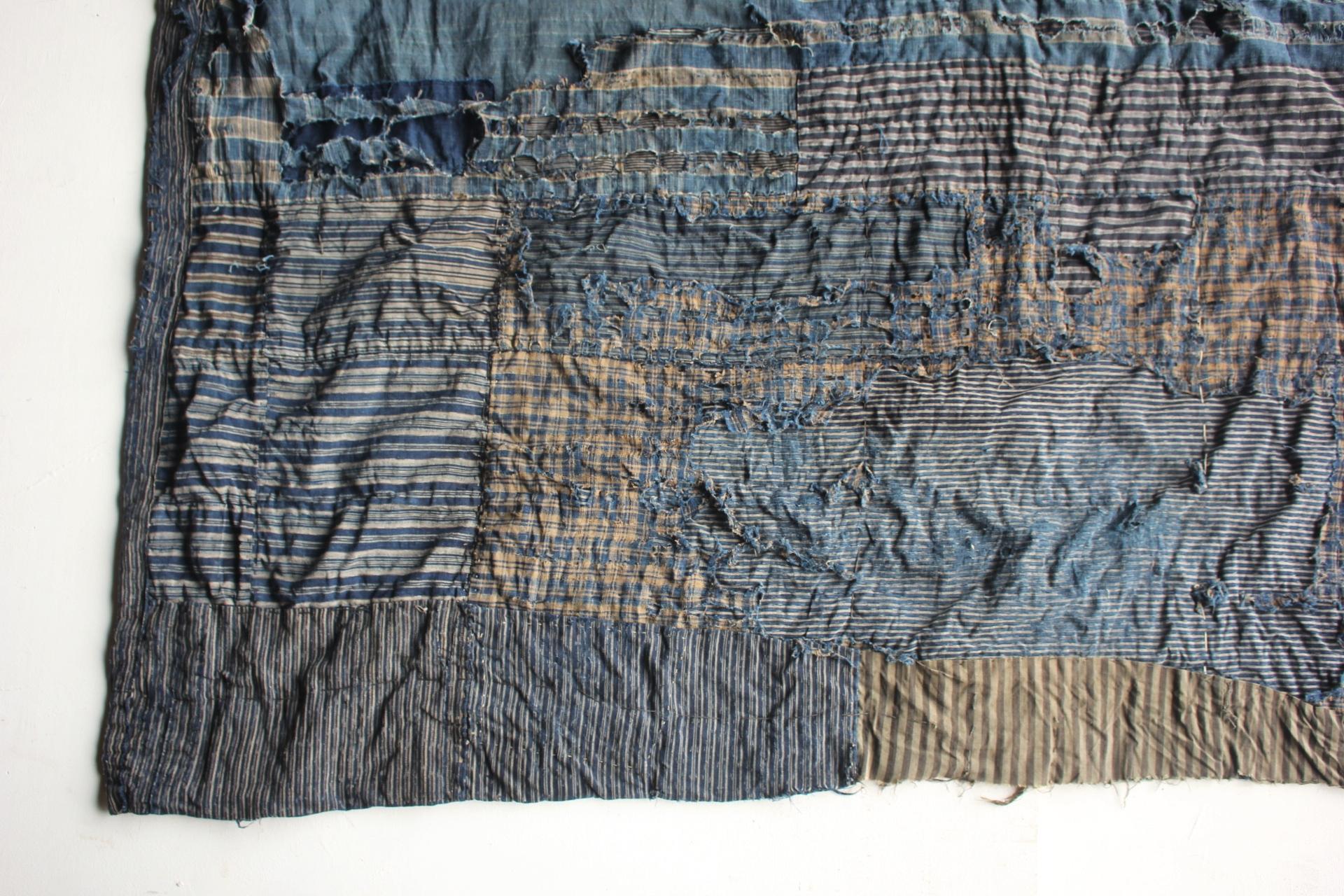 Boro1 Japanese Antiques Primitive Art BORO Indigo-dyed Old Cloth patchwork en vente 2
