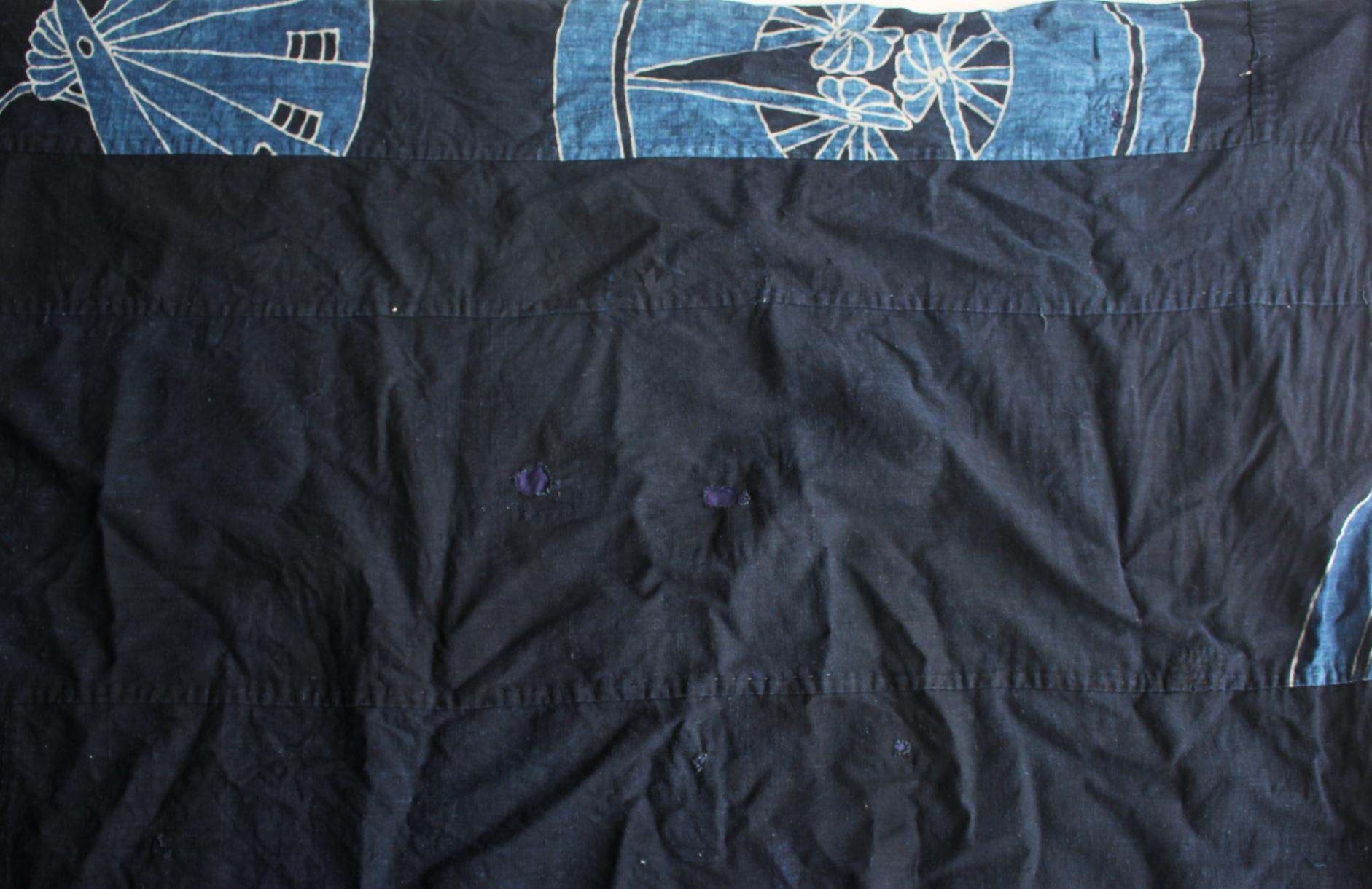 Boro10 Antiquités japonaises Tapisserie ancienne en tissu teint à l'indigo en vente 4