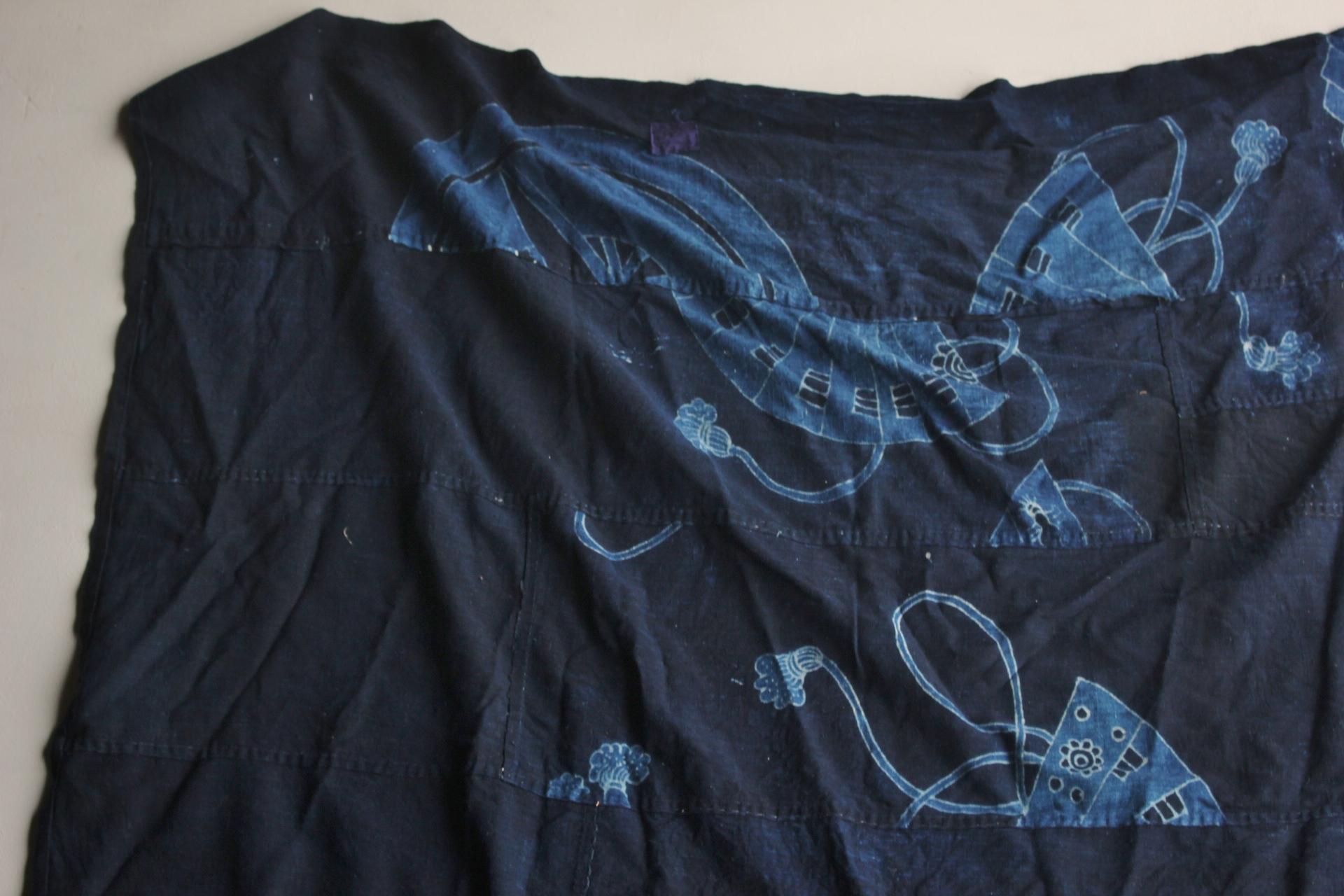 Boro10 Antiquités japonaises Tapisserie ancienne en tissu teint à l'indigo en vente 7