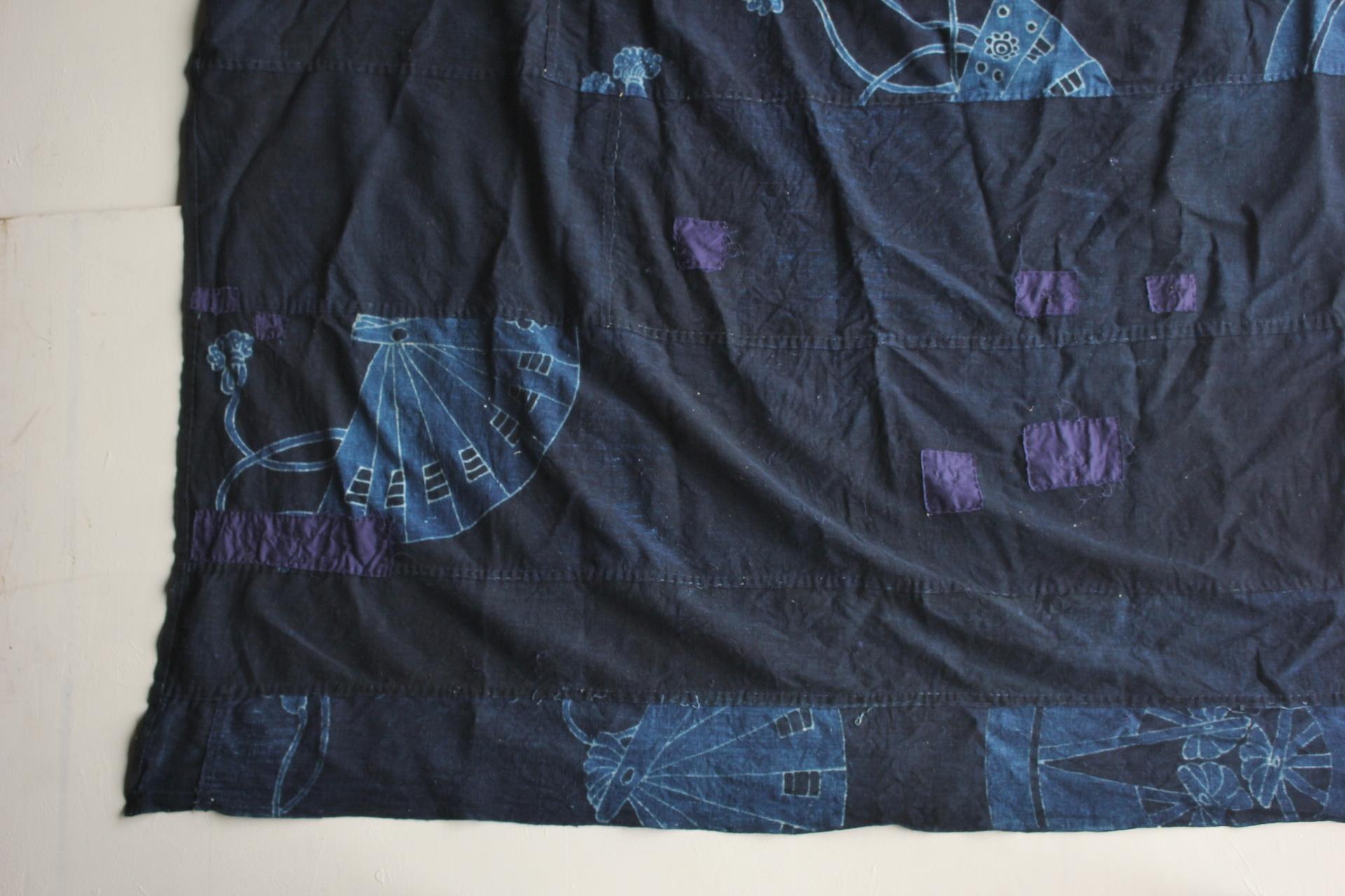 Boro10 Antiquités japonaises Tapisserie ancienne en tissu teint à l'indigo en vente 8