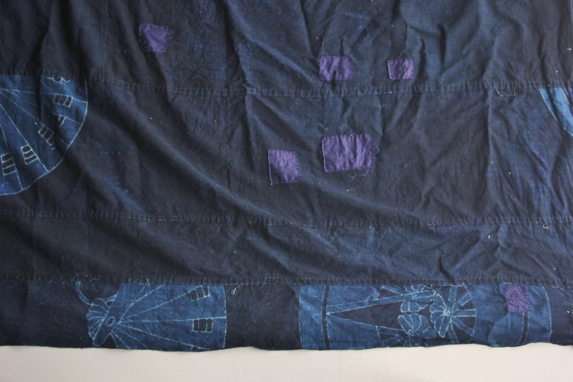 Boro10 Antiquités japonaises Tapisserie ancienne en tissu teint à l'indigo en vente 9