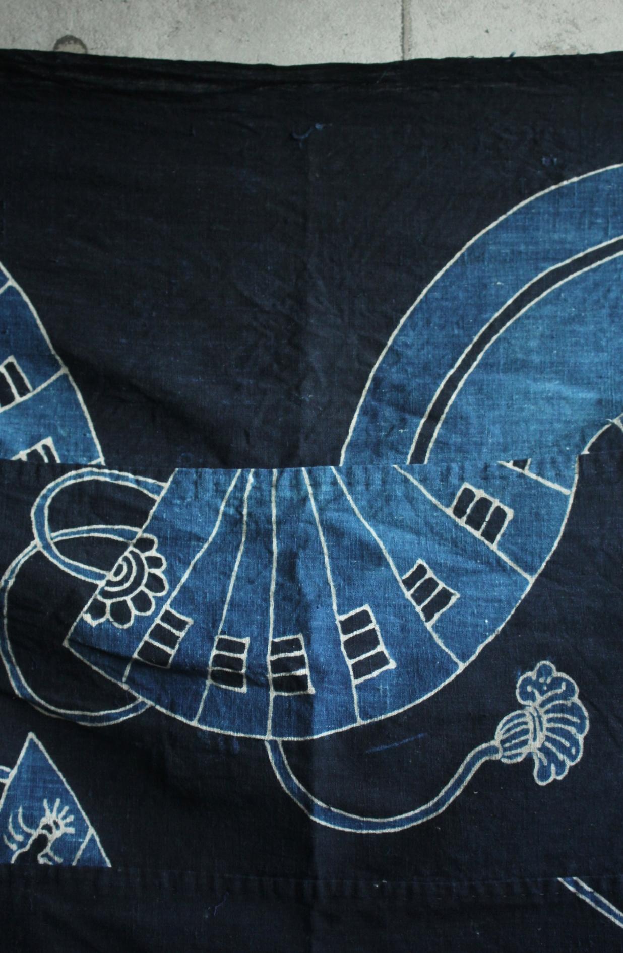 20ième siècle Boro10 Antiquités japonaises Tapisserie ancienne en tissu teint à l'indigo en vente