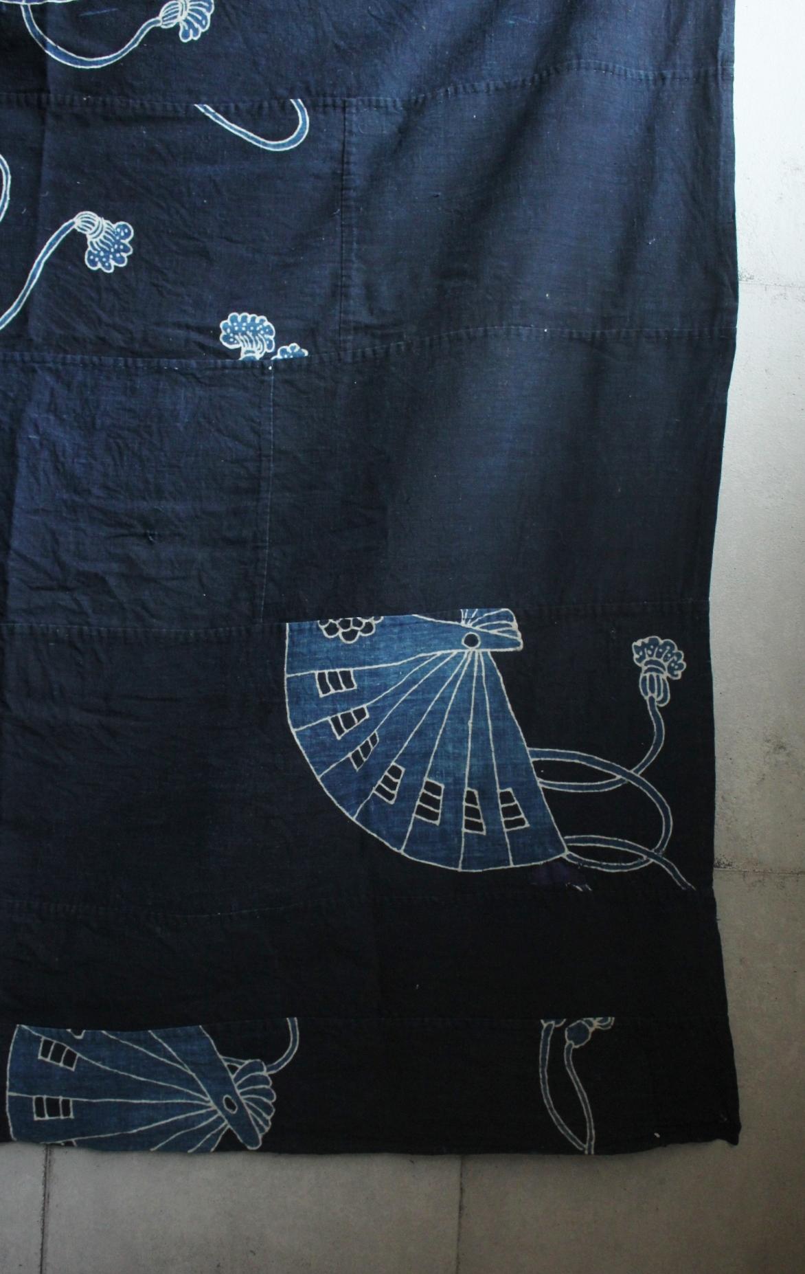 Coton Boro10 Antiquités japonaises Tapisserie ancienne en tissu teint à l'indigo en vente