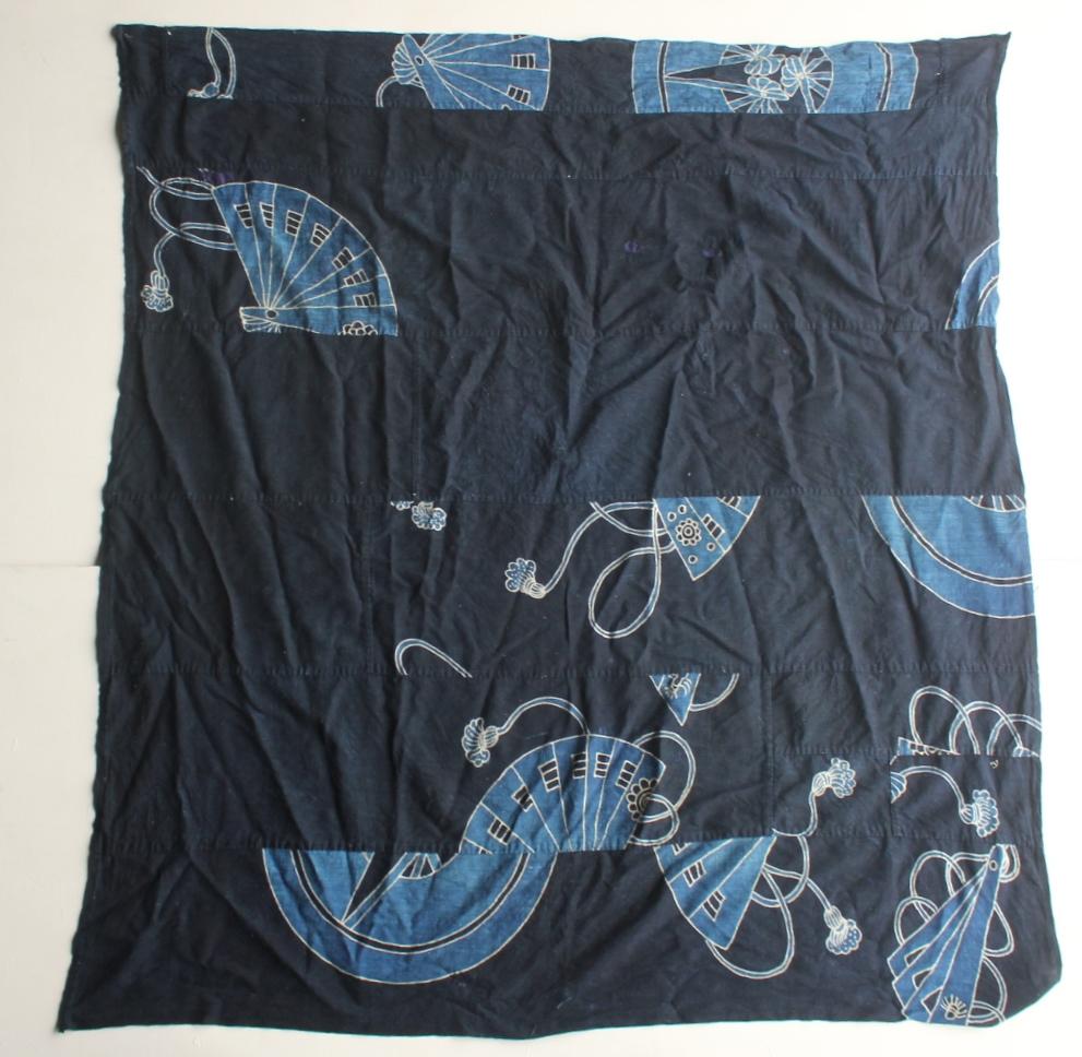 Boro10 Antiquités japonaises Tapisserie ancienne en tissu teint à l'indigo en vente 1