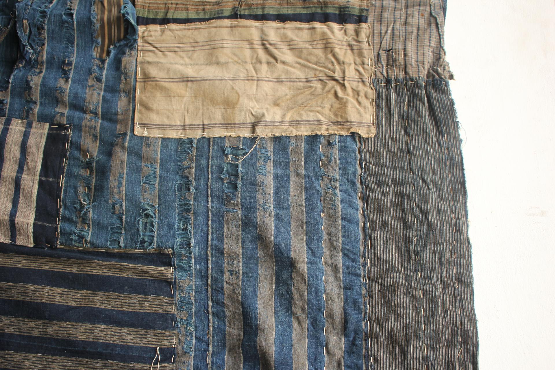 Boro2 Japanese Antiques Primitive Art BORO Indigo-dyed Old Cloth patchwork en vente 4