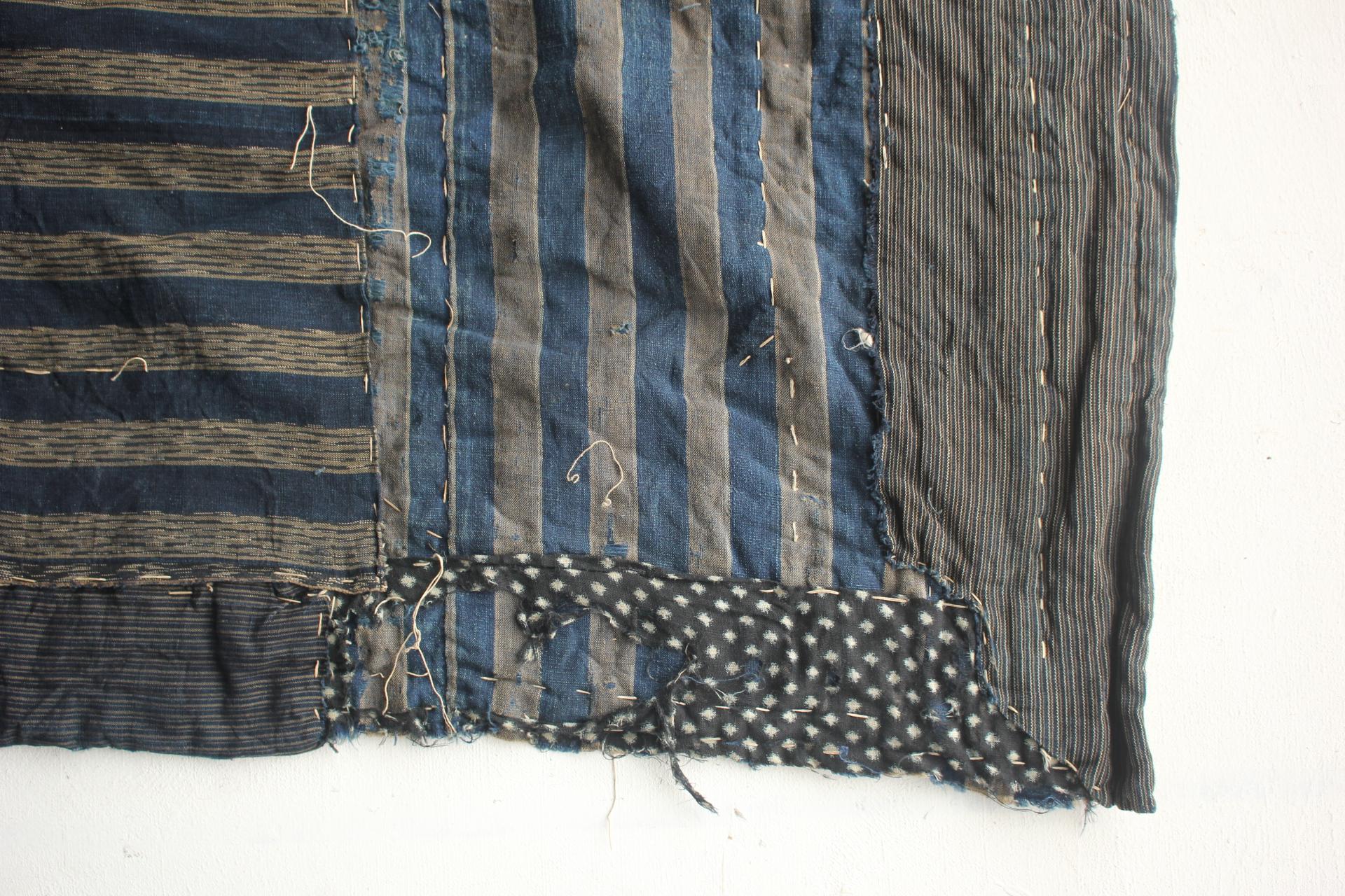 Boro2 Japanese Antiques Primitive Art BORO Indigo-dyed Old Cloth patchwork en vente 5