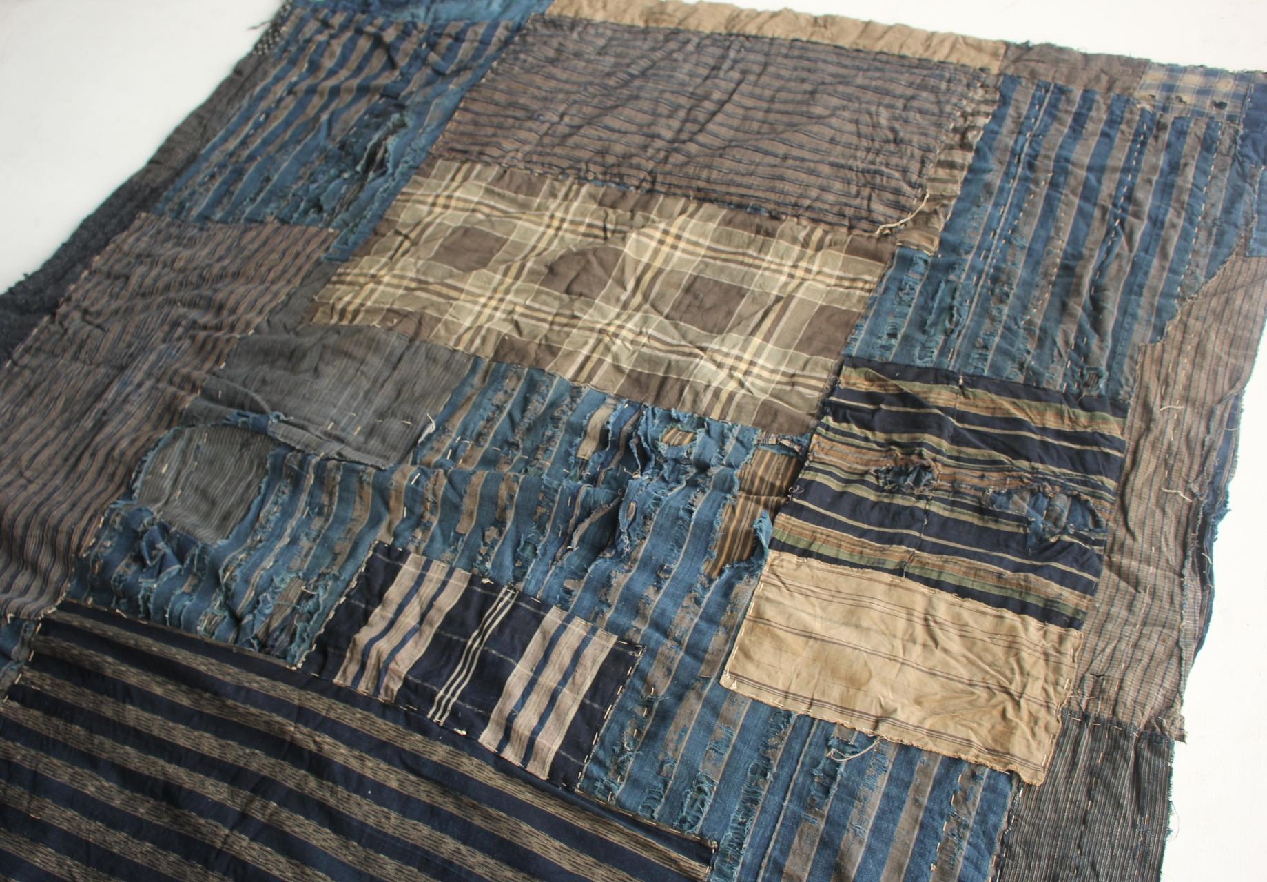 Boro2 Japanese Antiques Primitive Art BORO Indigo-dyed Old Cloth patchwork en vente 6