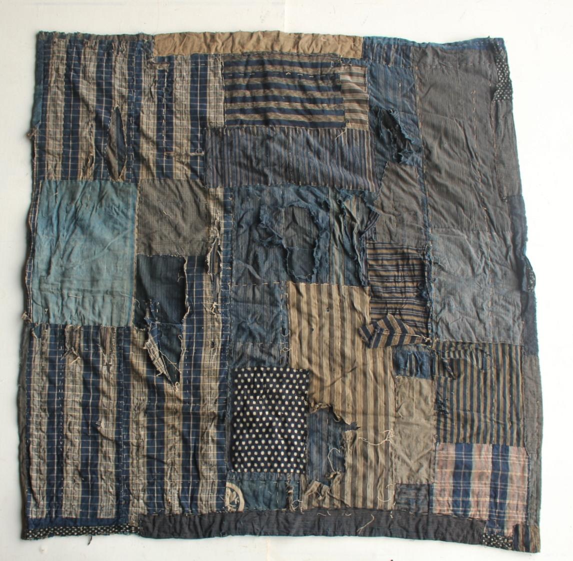 Boro2 Japanese Antiques Primitive Art BORO Indigo-dyed Old Cloth patchwork en vente 7