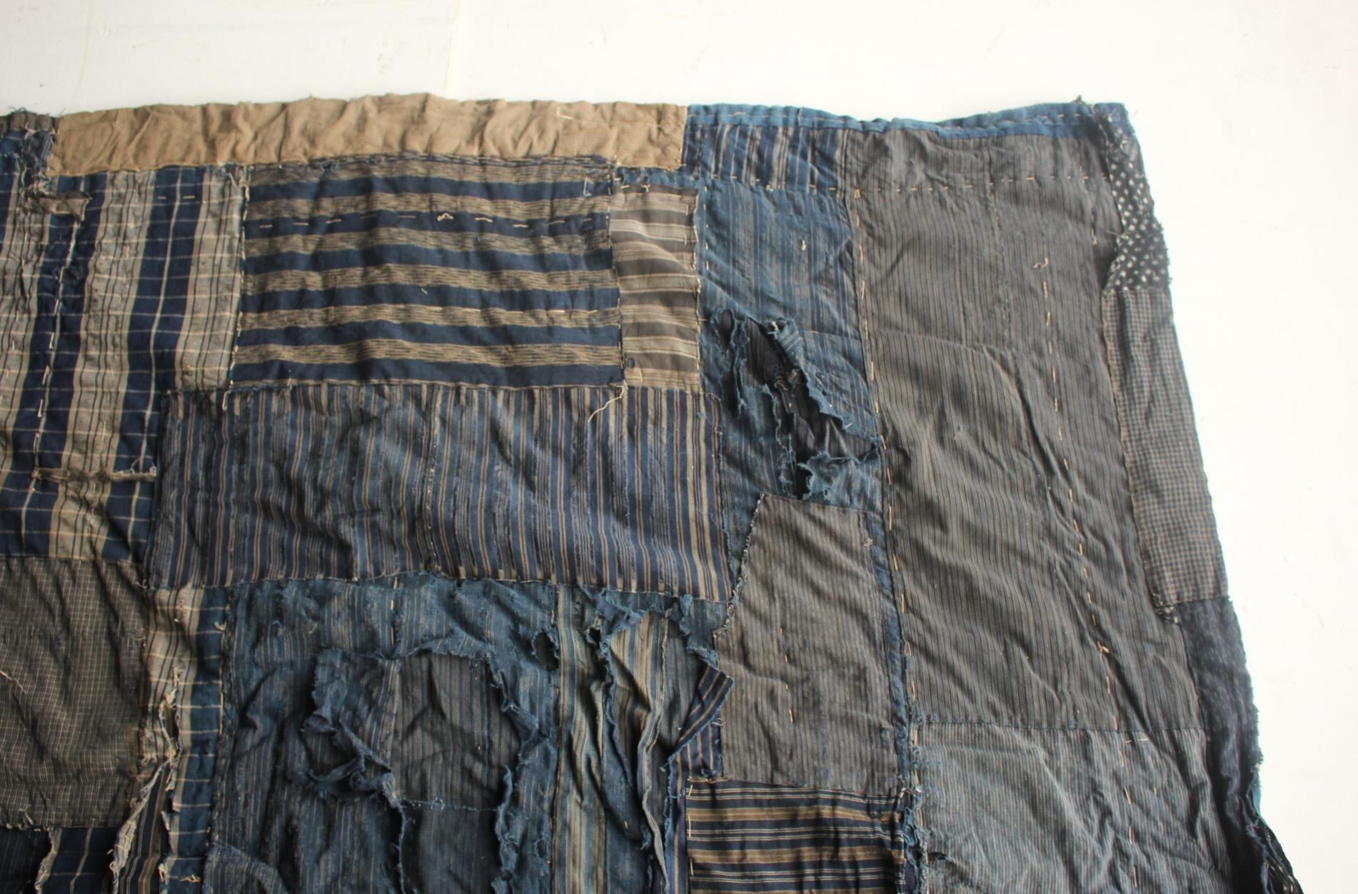 Boro2 Japanese Antiques Primitive Art BORO Indigo-dyed Old Cloth patchwork en vente 9