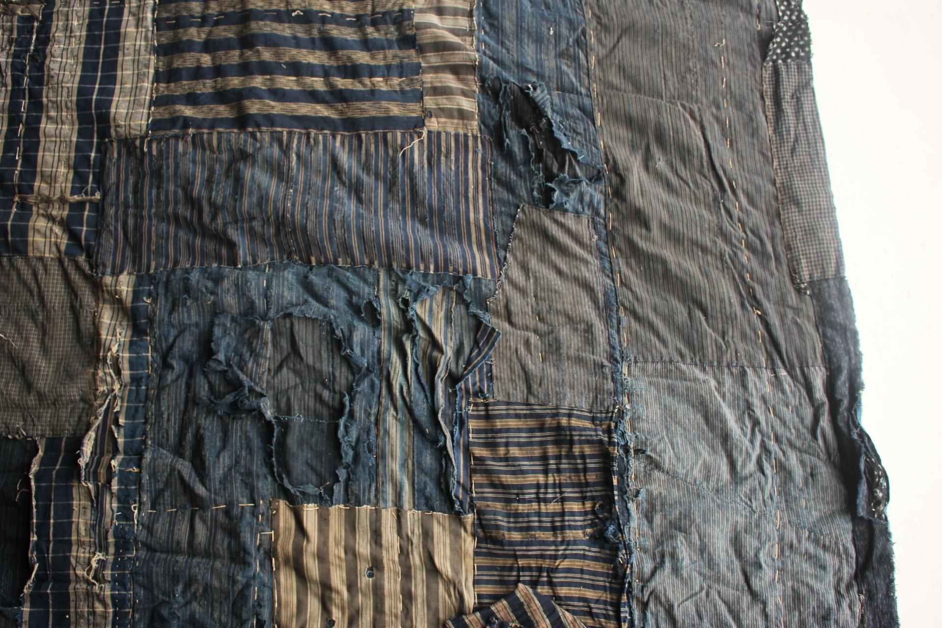 Boro2 Japanese Antiques Primitive Art BORO Indigo-dyed Old Cloth patchwork en vente 10