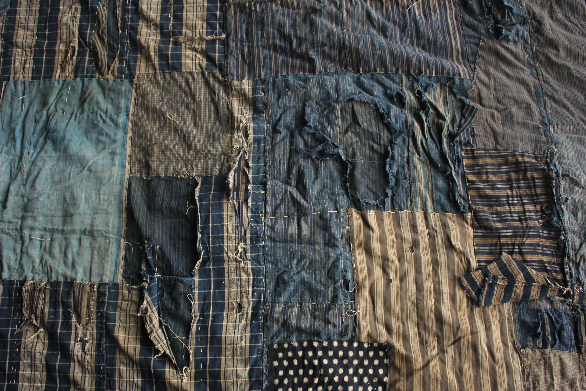 Boro2 Japanese Antiques Primitive Art BORO Indigo-dyed Old Cloth patchwork en vente 11