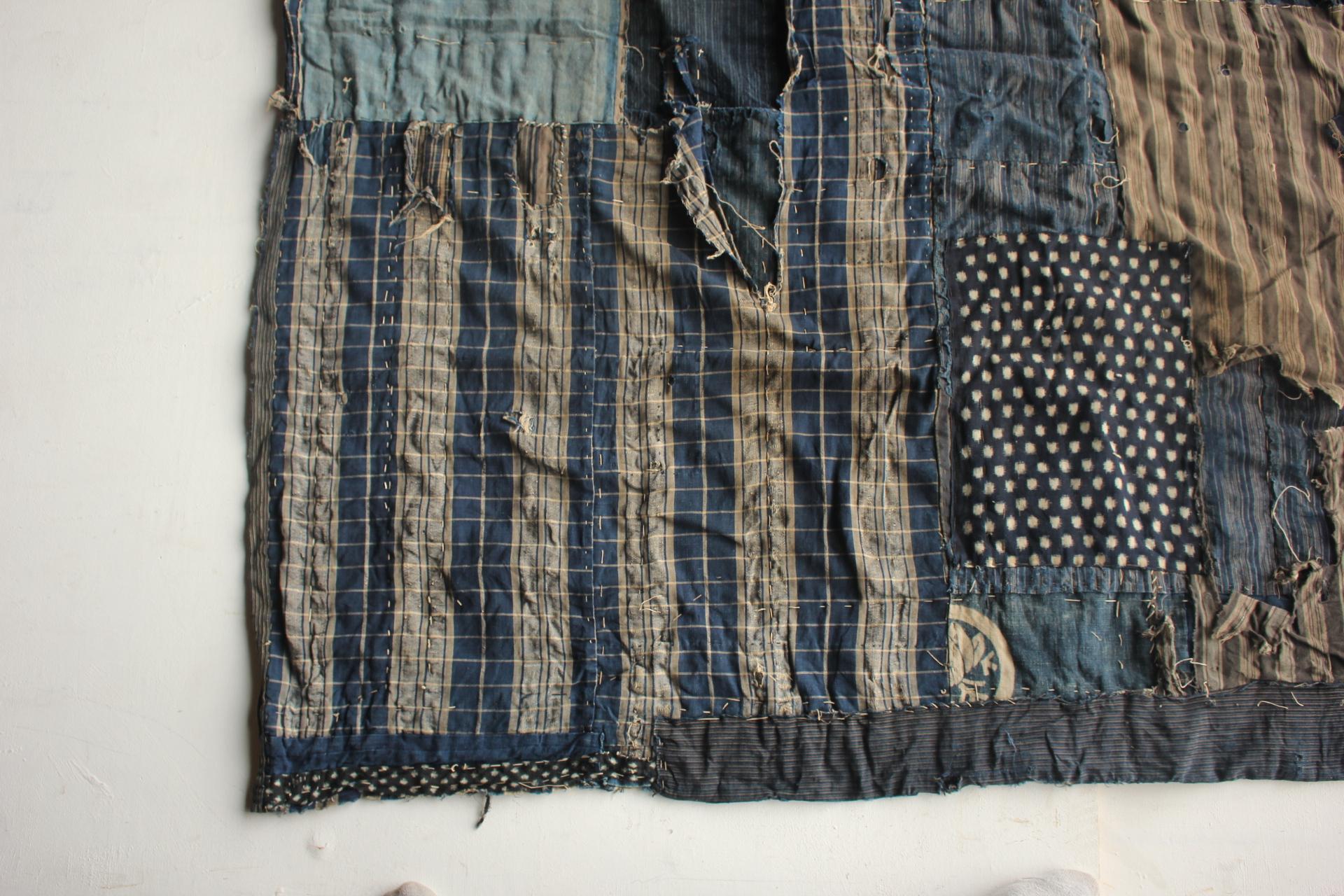 Boro2 Japanese Antiques Primitive Art BORO Indigo-dyed Old Cloth patchwork en vente 13
