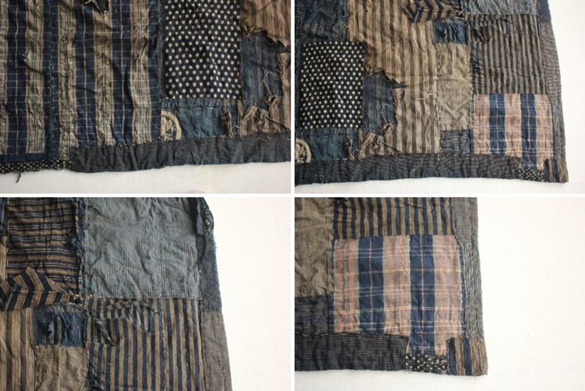 Boro2 Japanese Antiques Primitive Art BORO Indigo-dyed Old Cloth patchwork en vente 14