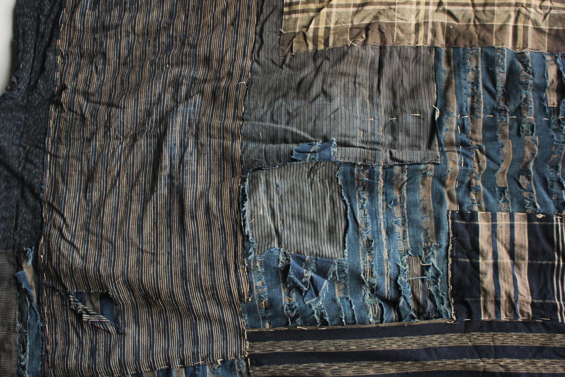 Boro2 Japanese Antiques Primitive Art BORO Indigo-dyed Old Cloth patchwork en vente 1