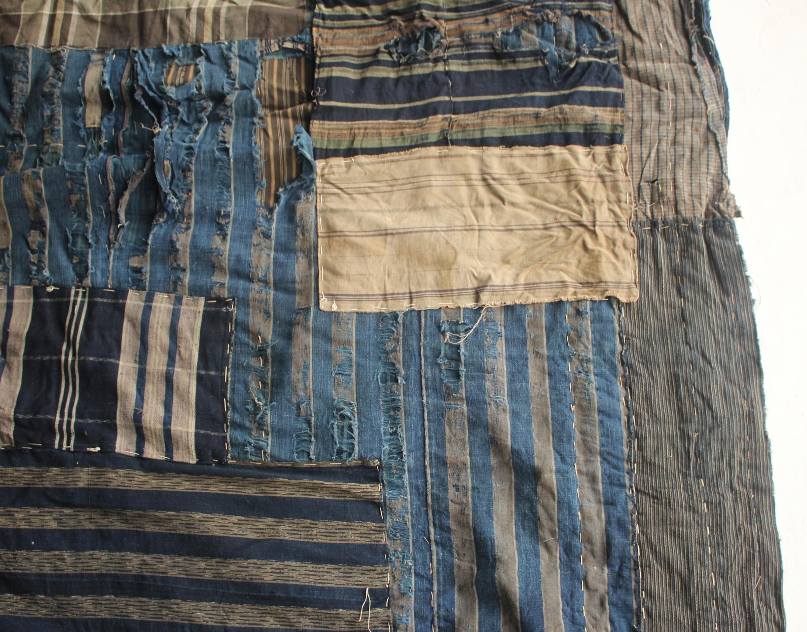 Boro2 Japanese Antiques Primitive Art BORO Indigo-dyed Old Cloth patchwork en vente 3