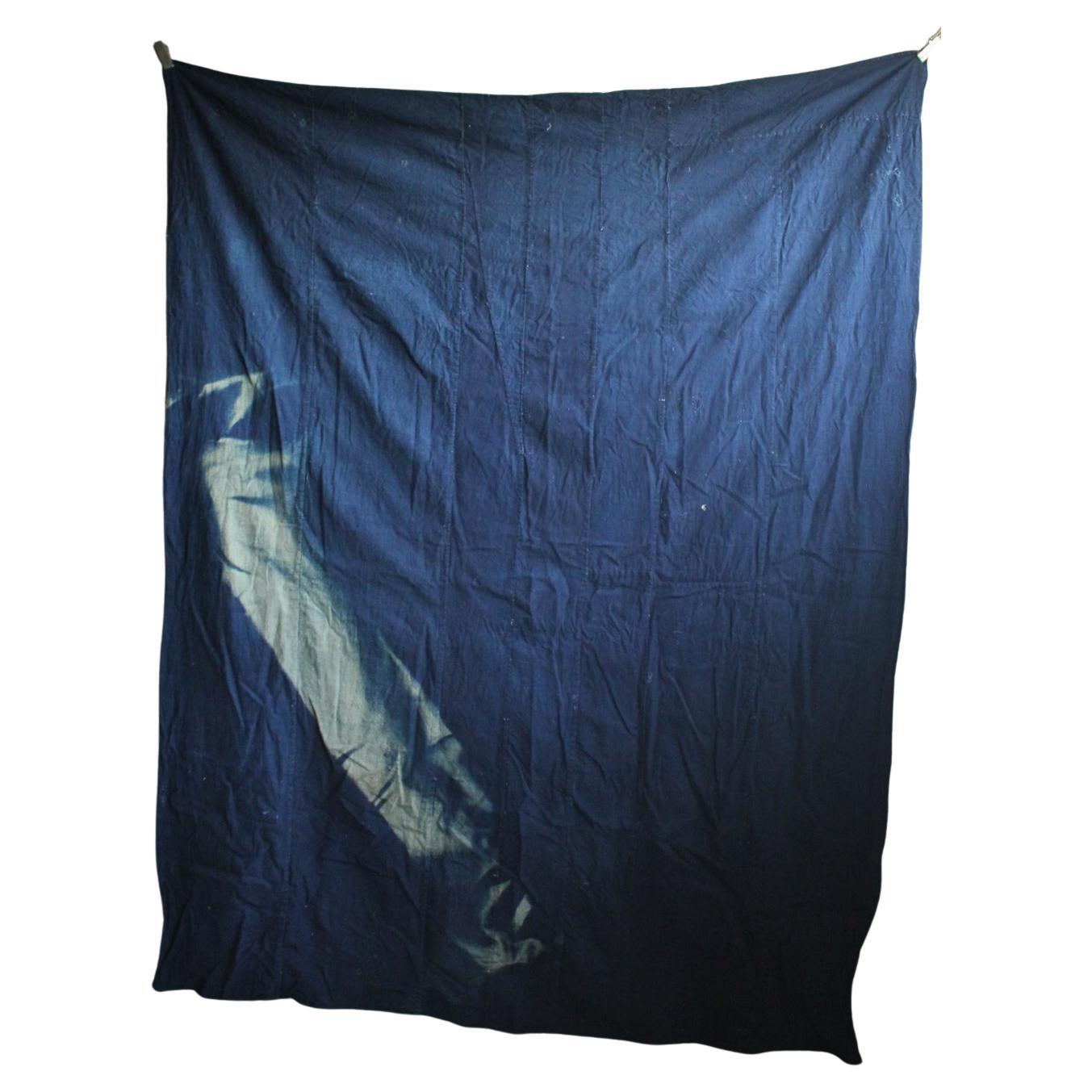 Boro8 Japanese Antiques Old Embroidered Indigo Dyed Cloth Tapestry (Antiquités japonaises - Tapisserie en tissu brodé teint à l
indigo)