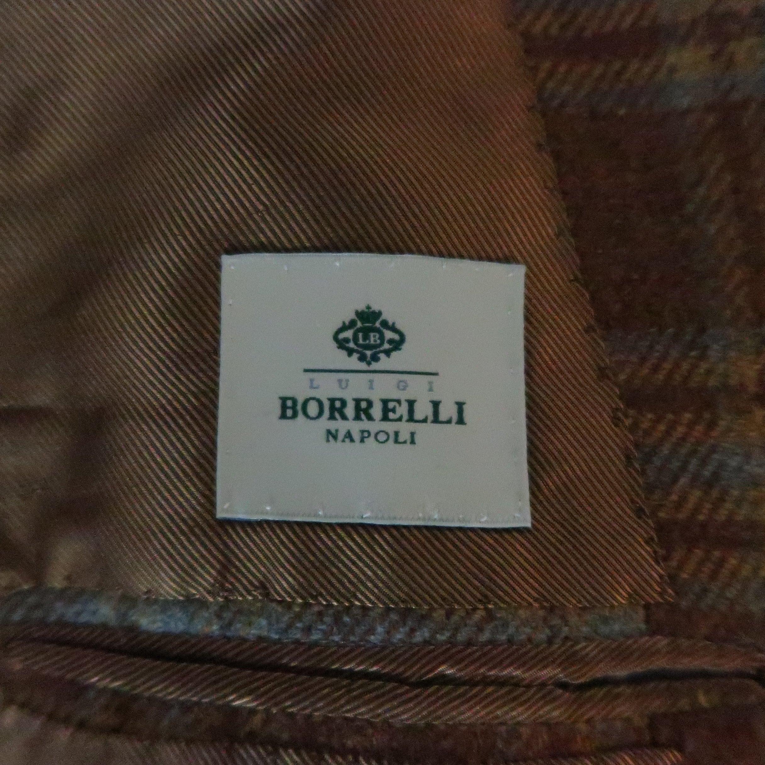 BORRELLI 44 Brown & Gold Plaid Cashmere Sport Coat For Sale 3
