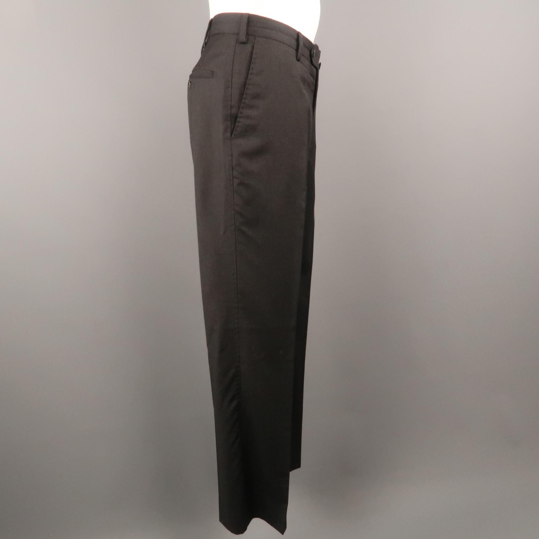 Black BORRELLI Size 32 Charcoal Solid Lana wool 28 Zip Fly Dress Pants