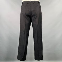 BORRELLI Size 36 Black Wool Zip Fly Dress Pants
