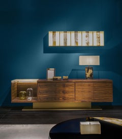 Borromeo Cabinet in Makassar Ebony Veneer, Burnished Brass & Horn by Arcahorn