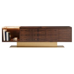 Borromeo Cabinet in Makassar Ebony Veneer, Burnished Brass & Horn by Arcahorn