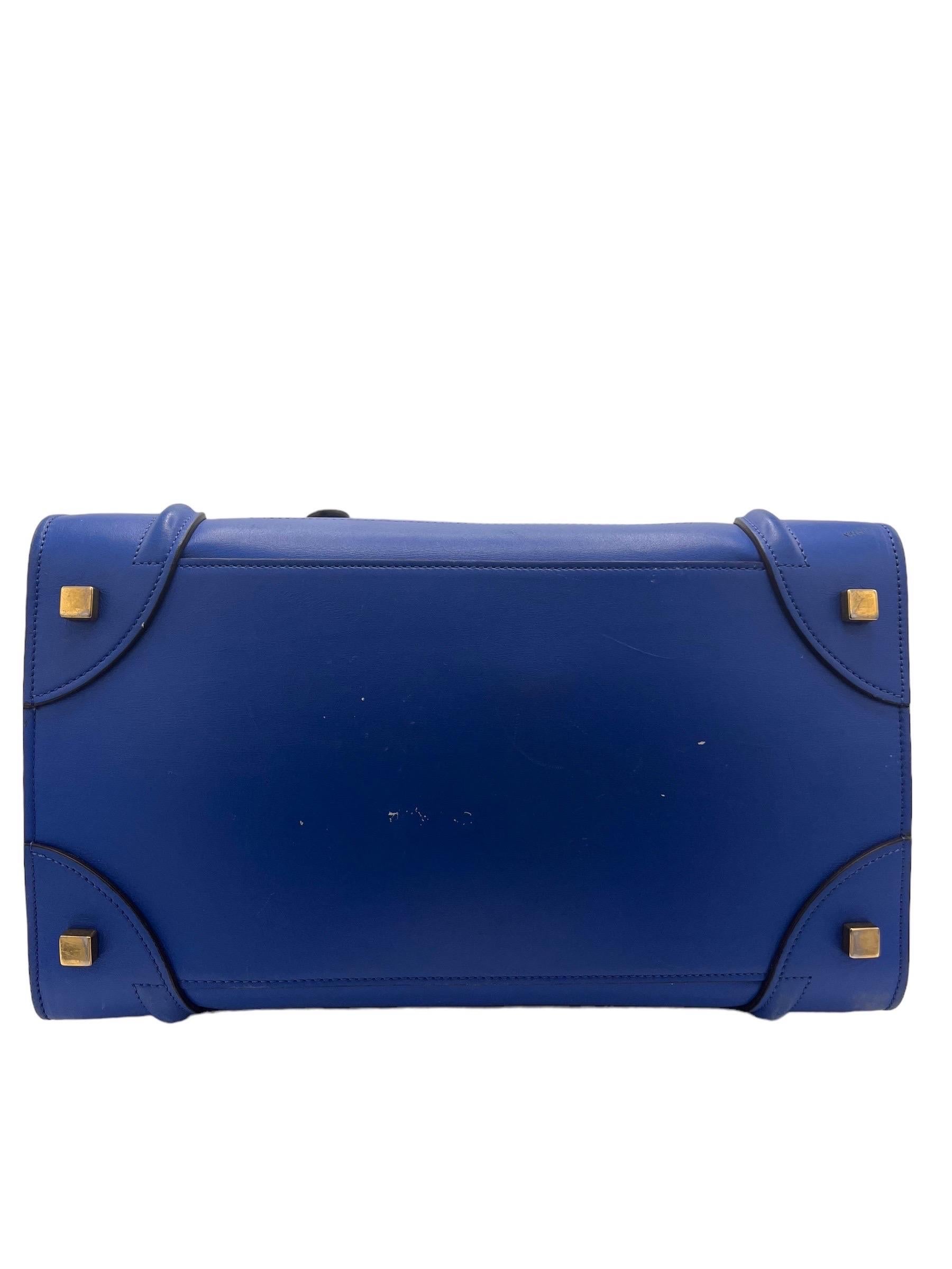 Borsa a Mano Cèline Luggage Medium Blu Elettrico en vente 6