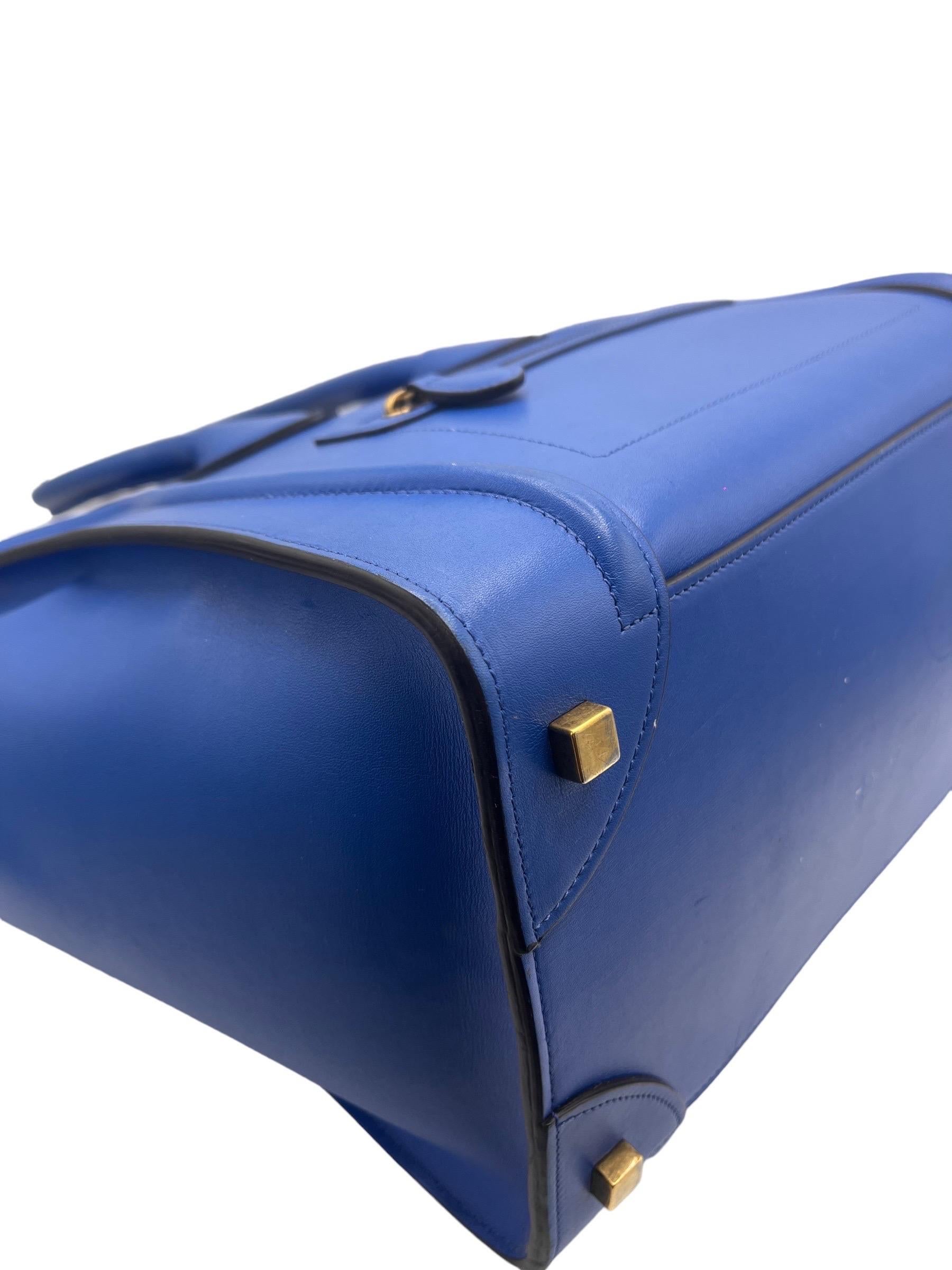 Borsa a Mano Cèline Luggage Medium Blu Elettrico en vente 8