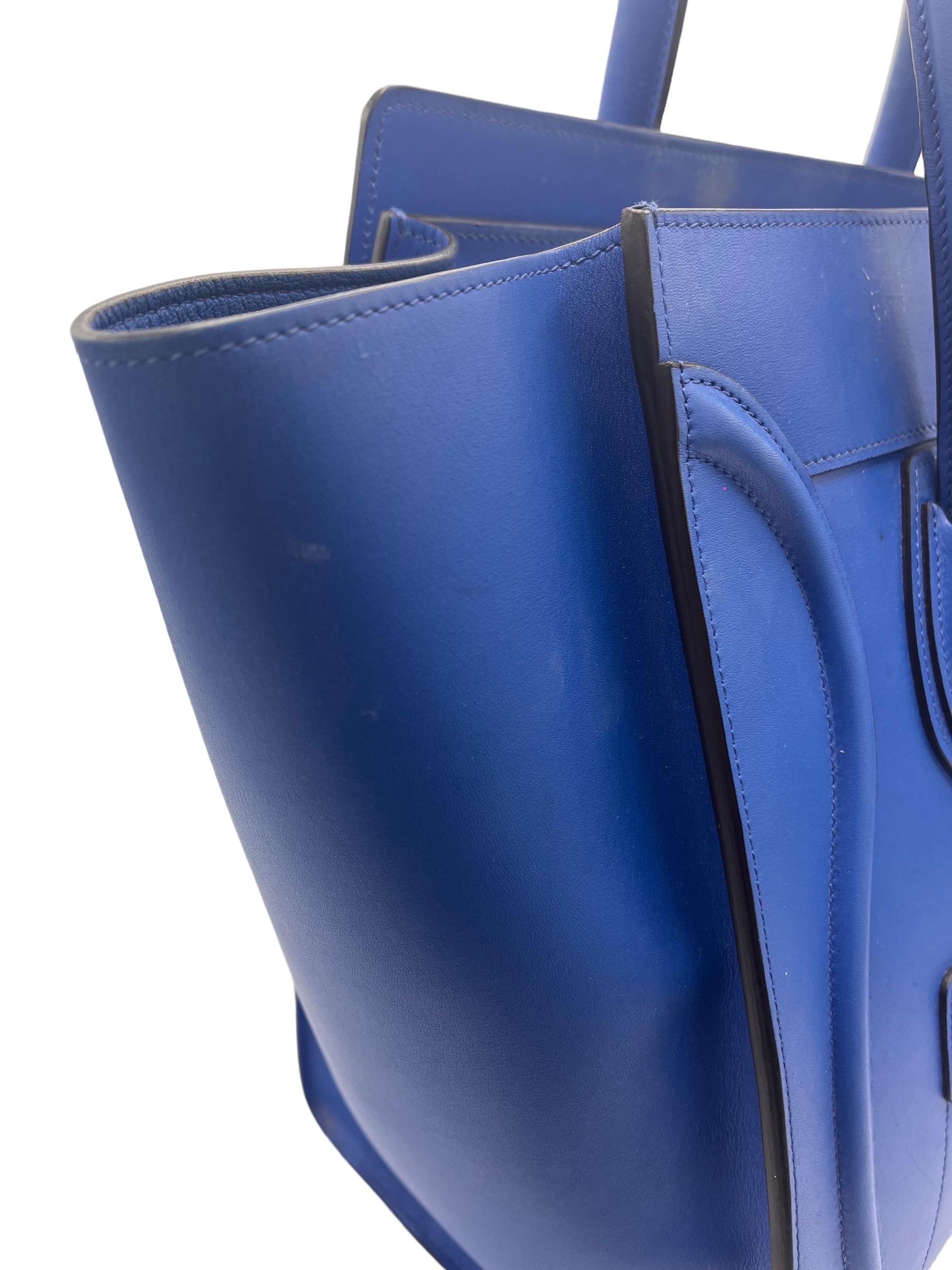 Borsa a Mano Cèline Luggage Medium Blu Elettrico Pour femmes en vente