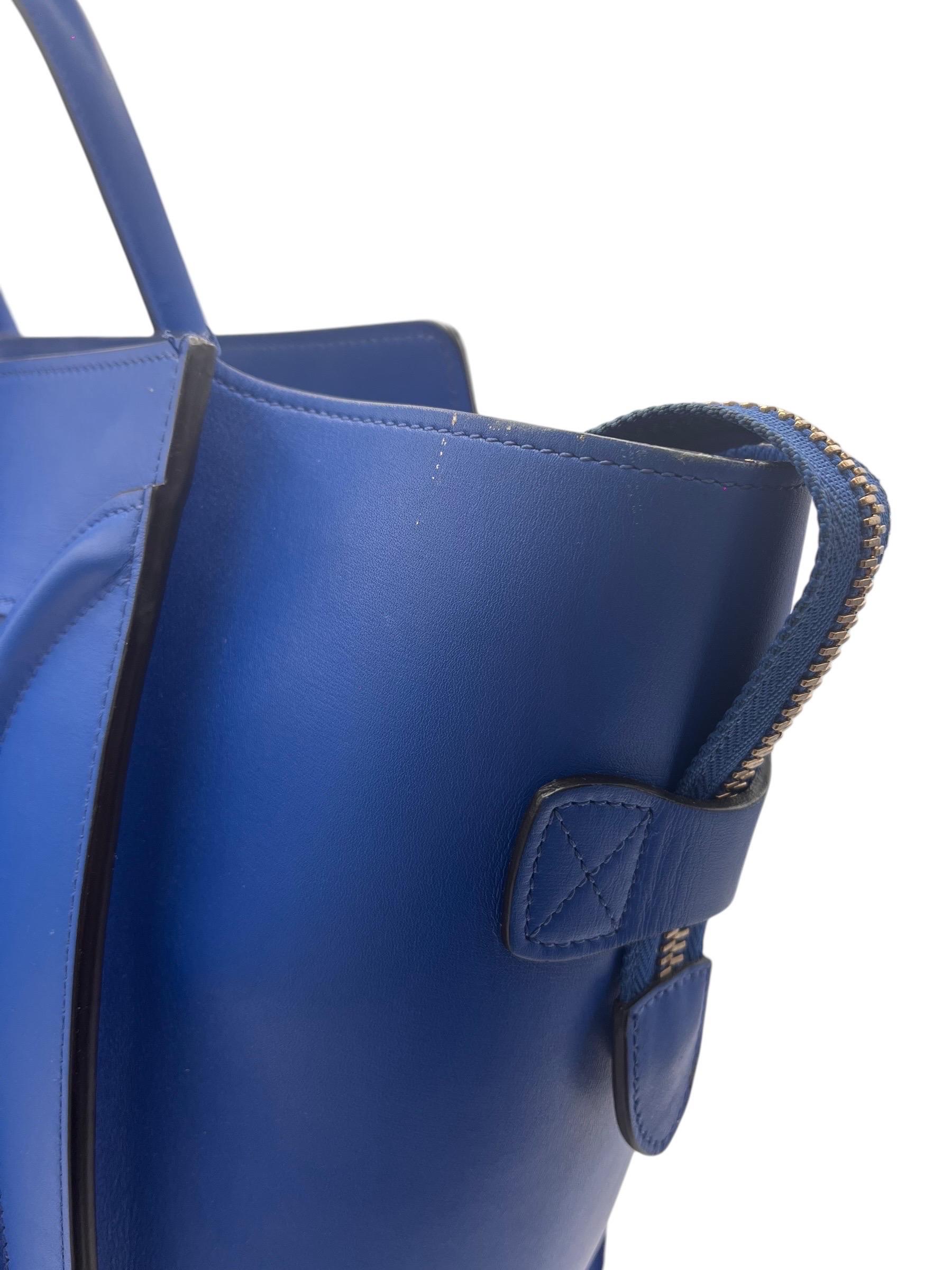 Borsa a Mano Cèline Luggage Medium Blu Elettrico en vente 4