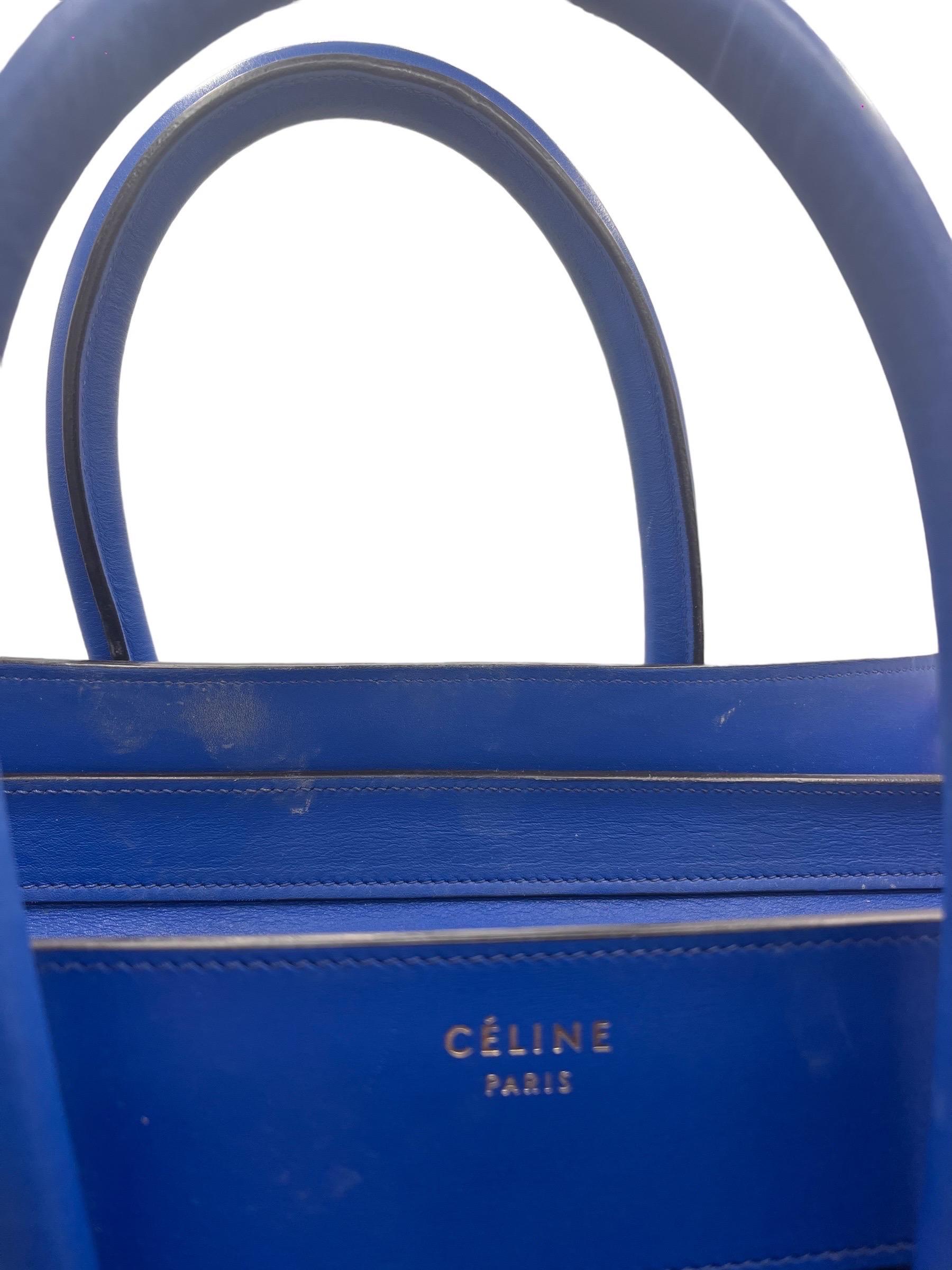 Borsa a Mano Cèline Luggage Medium Blu Elettrico en vente 5