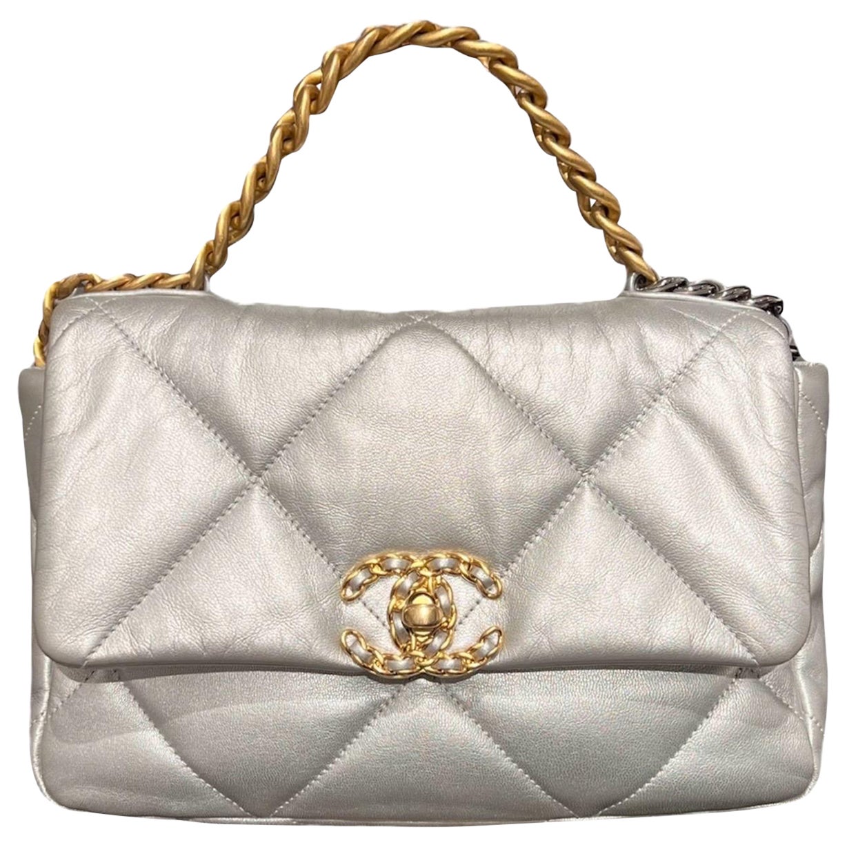 Borsa a mano Chanel 19 Flap Plata en venta