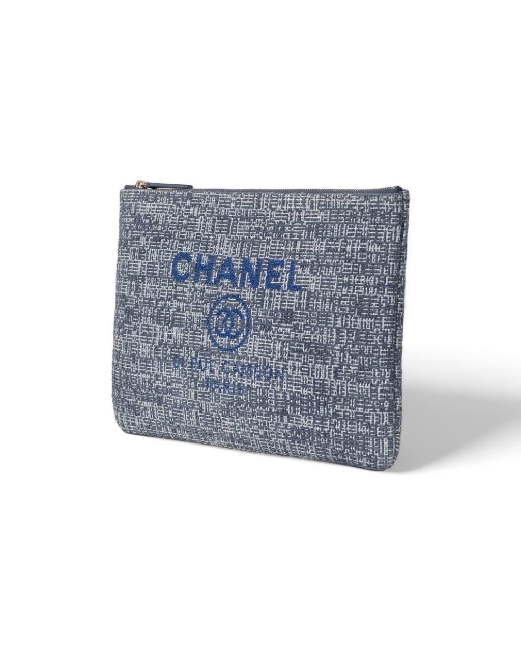 Women's Borsa  a Mano Chanel Clutch Deauville PM Azzurra For Sale