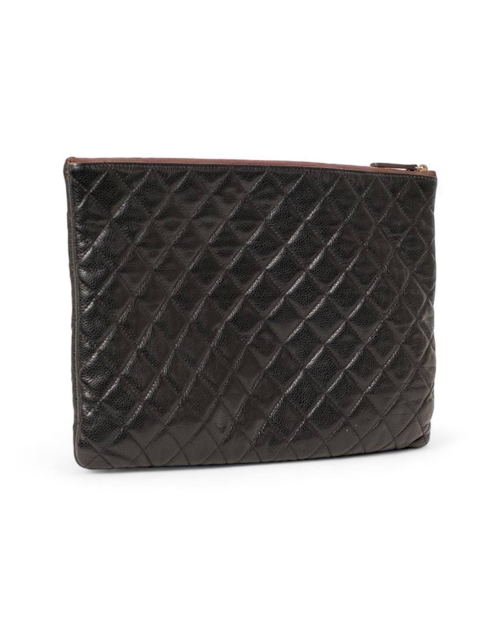 Borsa A Mano Chanel Clutch Timeless Kaviar Nera im Angebot 2