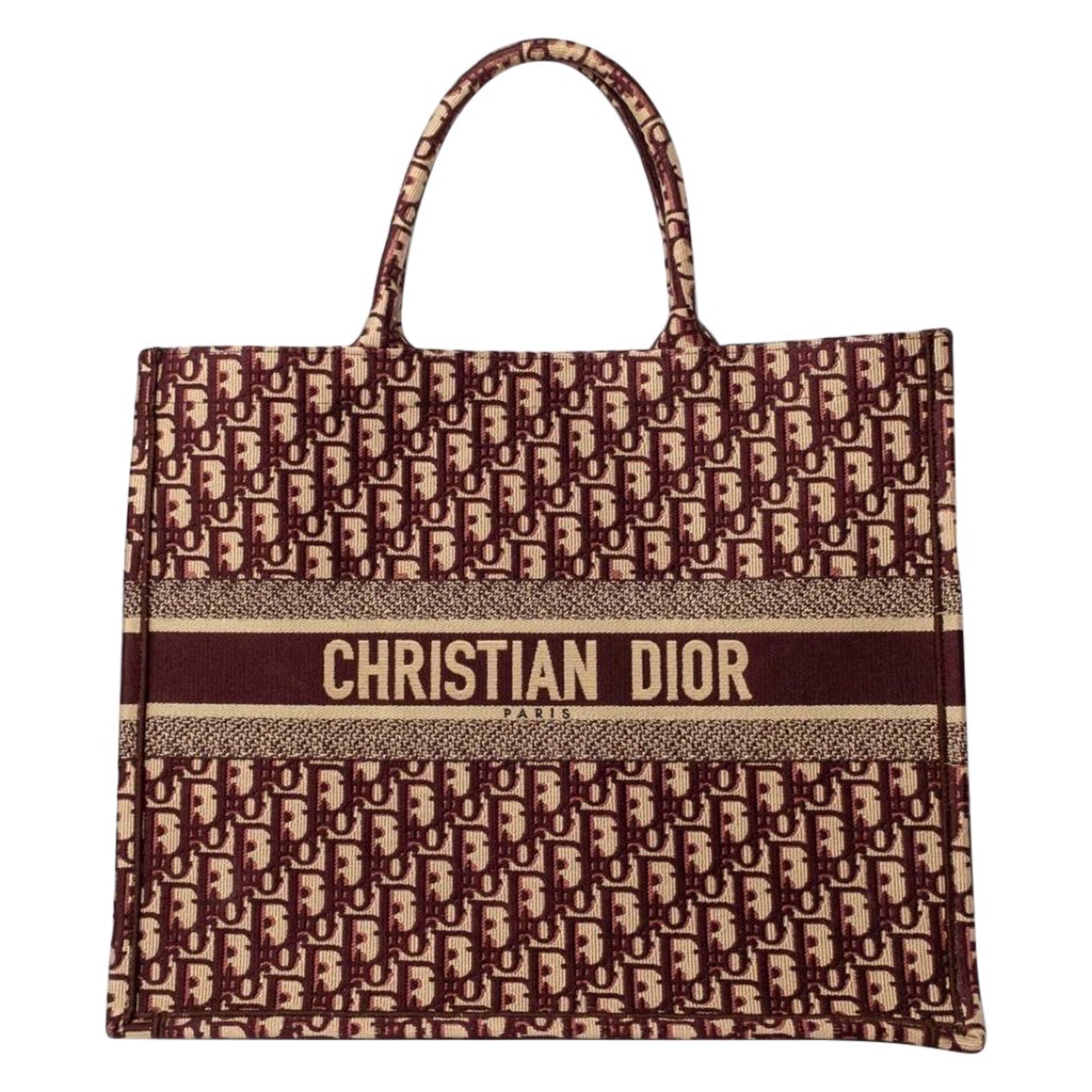 Borsa a mano Dior Book Tote Large Oblique Burdeos