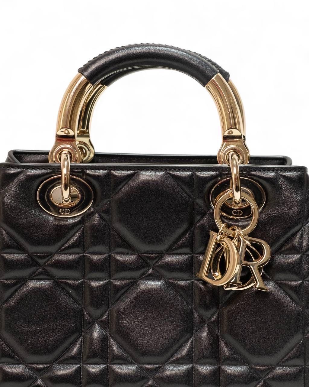 Borsa a mano Dior Lady 95.22 Small Cannage Nera 5