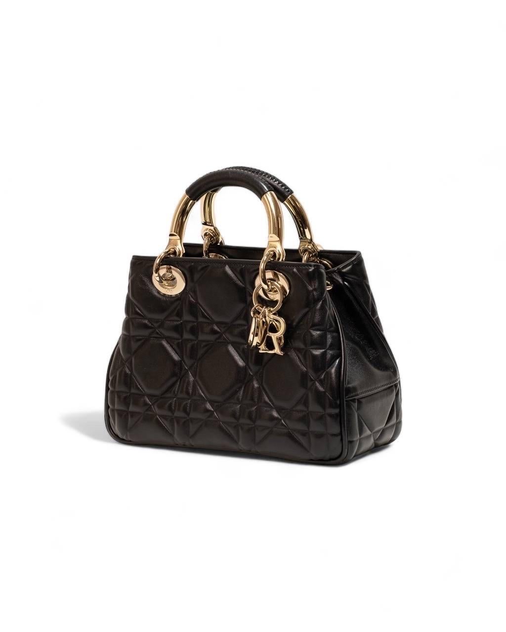 Borsa a mano Dior Lady 95.22 Small Cannage Nera In Excellent Condition In Torre Del Greco, IT