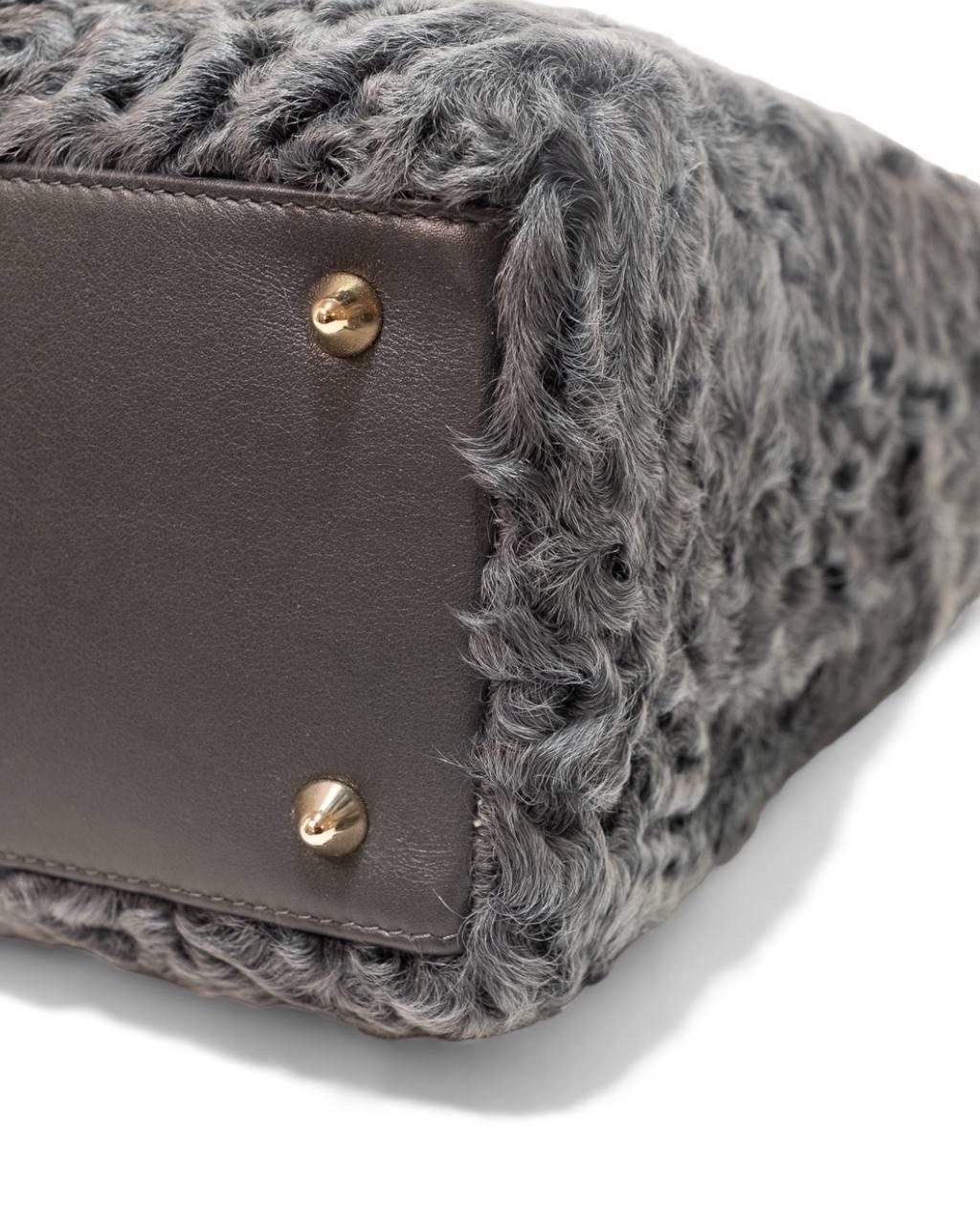 Borsa A Mano Dior Lady Medium Fur Grigia For Sale 9